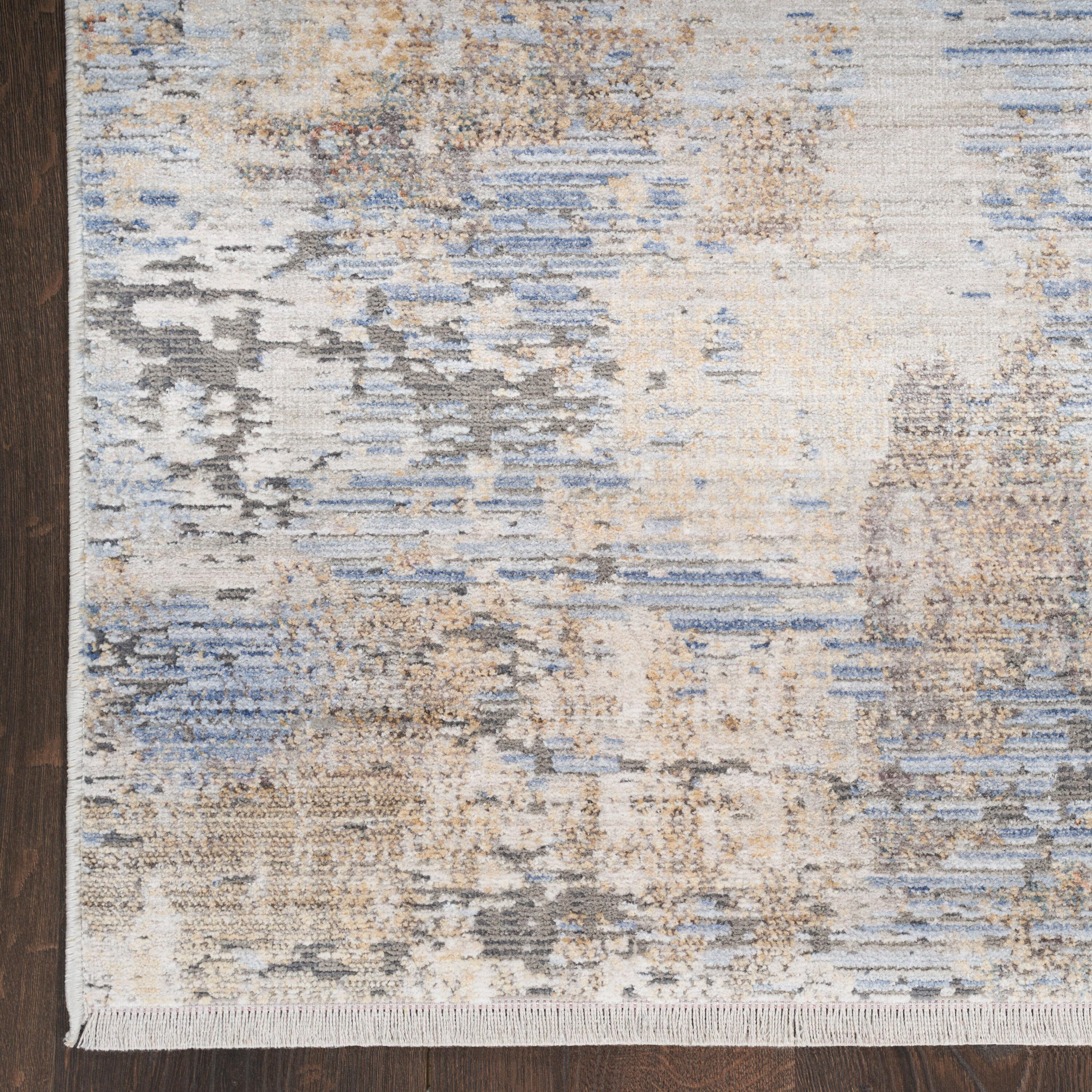 Nourison Modern Abstract Indoor Rug Grey Blue 2'6" x 4'