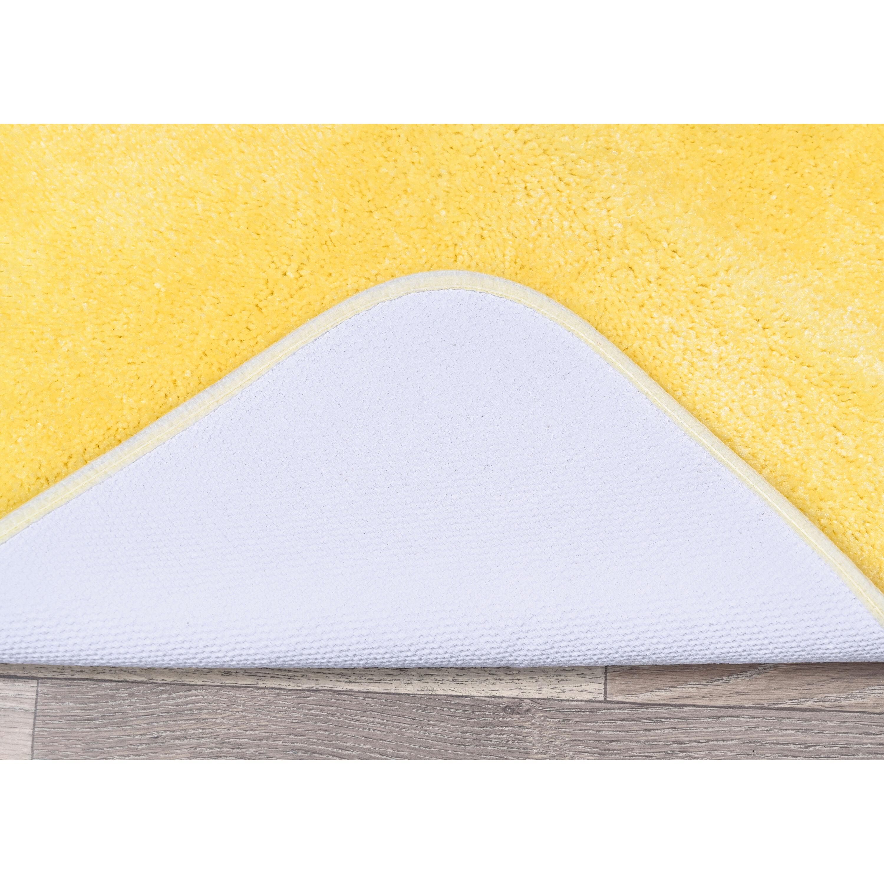 Garland Rug 24"x40" Traditional Plush Nylon Washable Bath Rug Yellow : Microfiber, Machine Washable, Non-Slip Backing