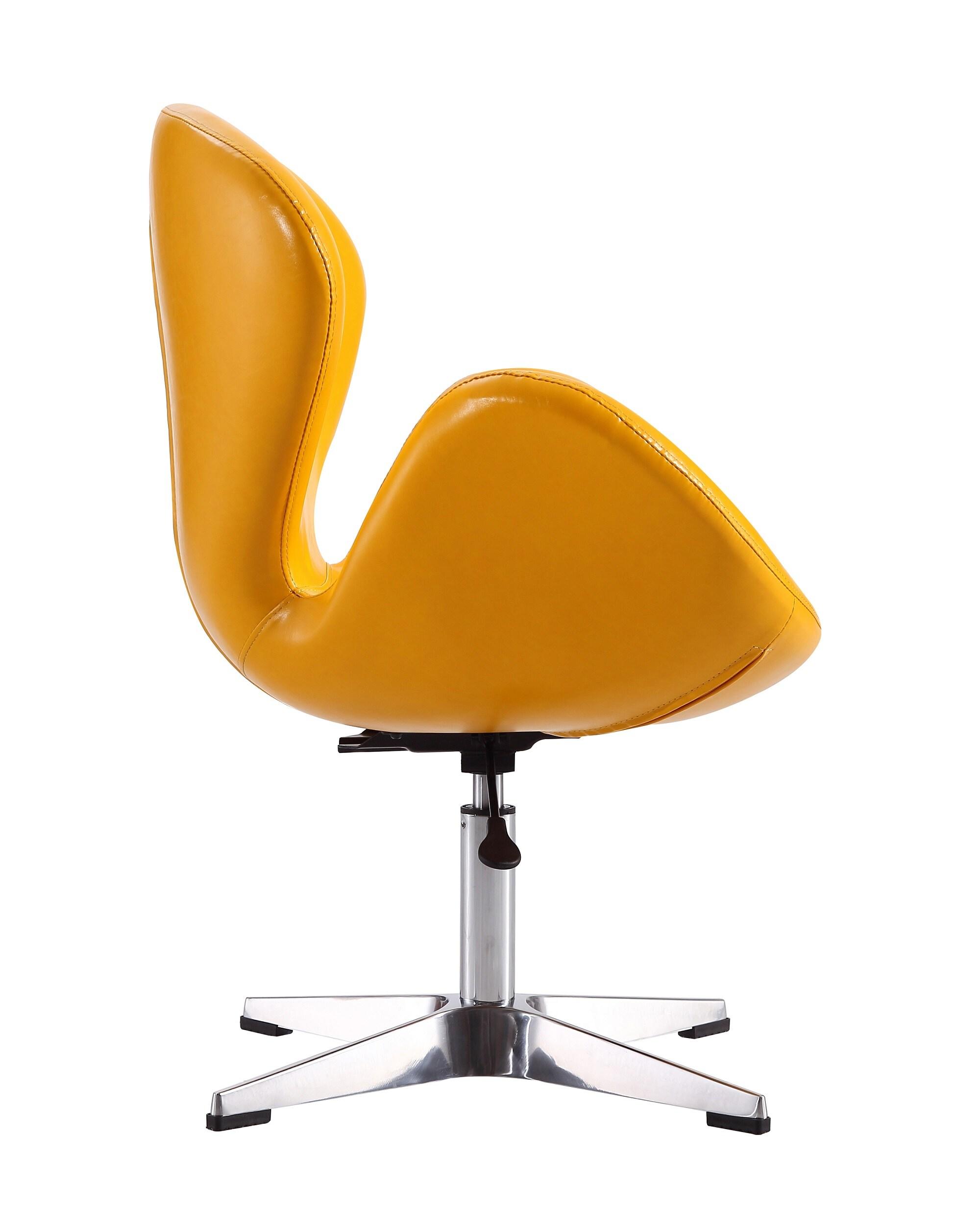 Raspberry Faux Leather Adjustable Swivel Chair Yellow - Manhattan Comfort: Retro Chic, Steel Cross Legs, 39.4" Height