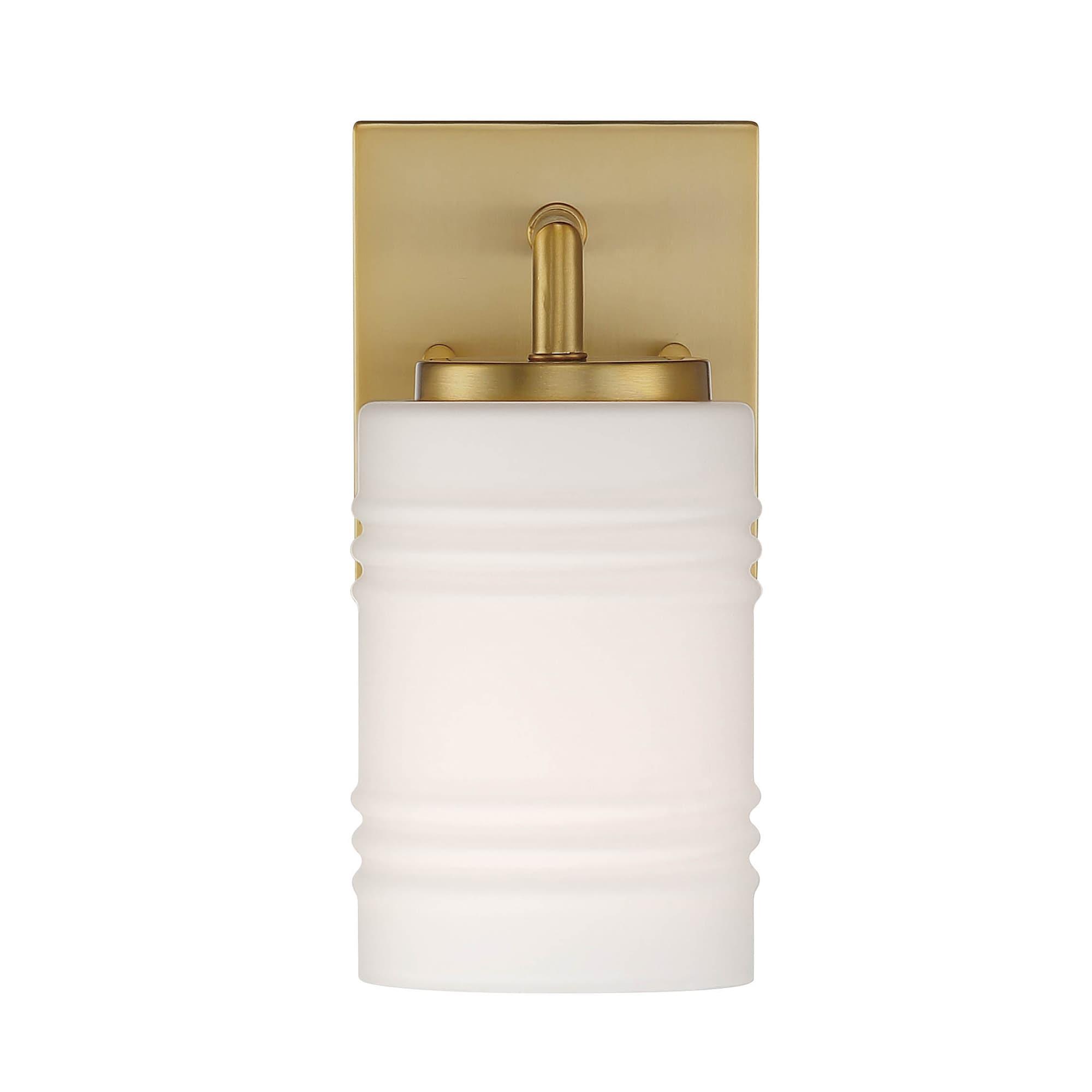 Leavenworth Brushed Gold Dimmable Wall Sconce with Opal Glass Shade