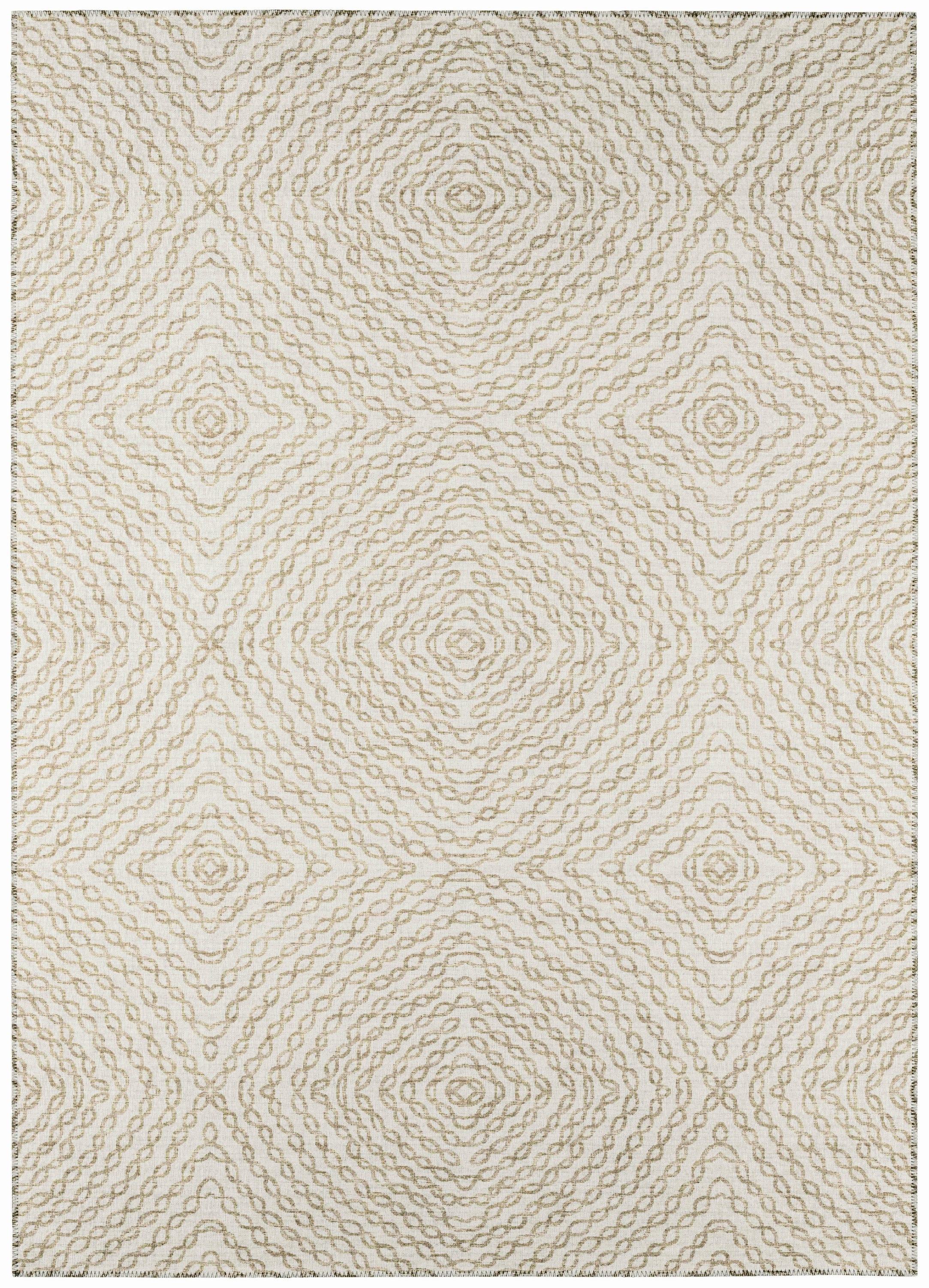 Linen Beige Geometric 3' x 5' Flat Woven Area Rug