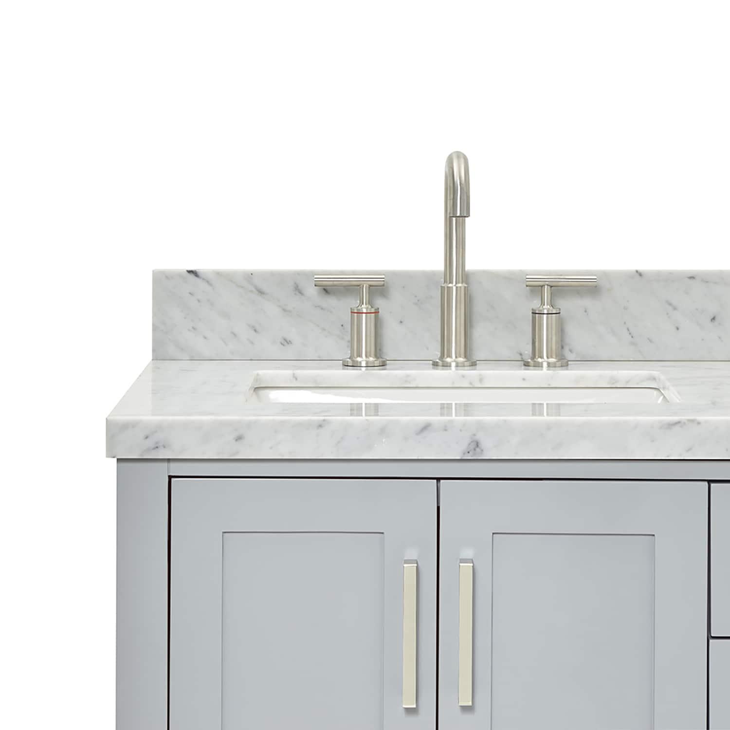 Gray Double Freestanding Vanity with Carrara White Top