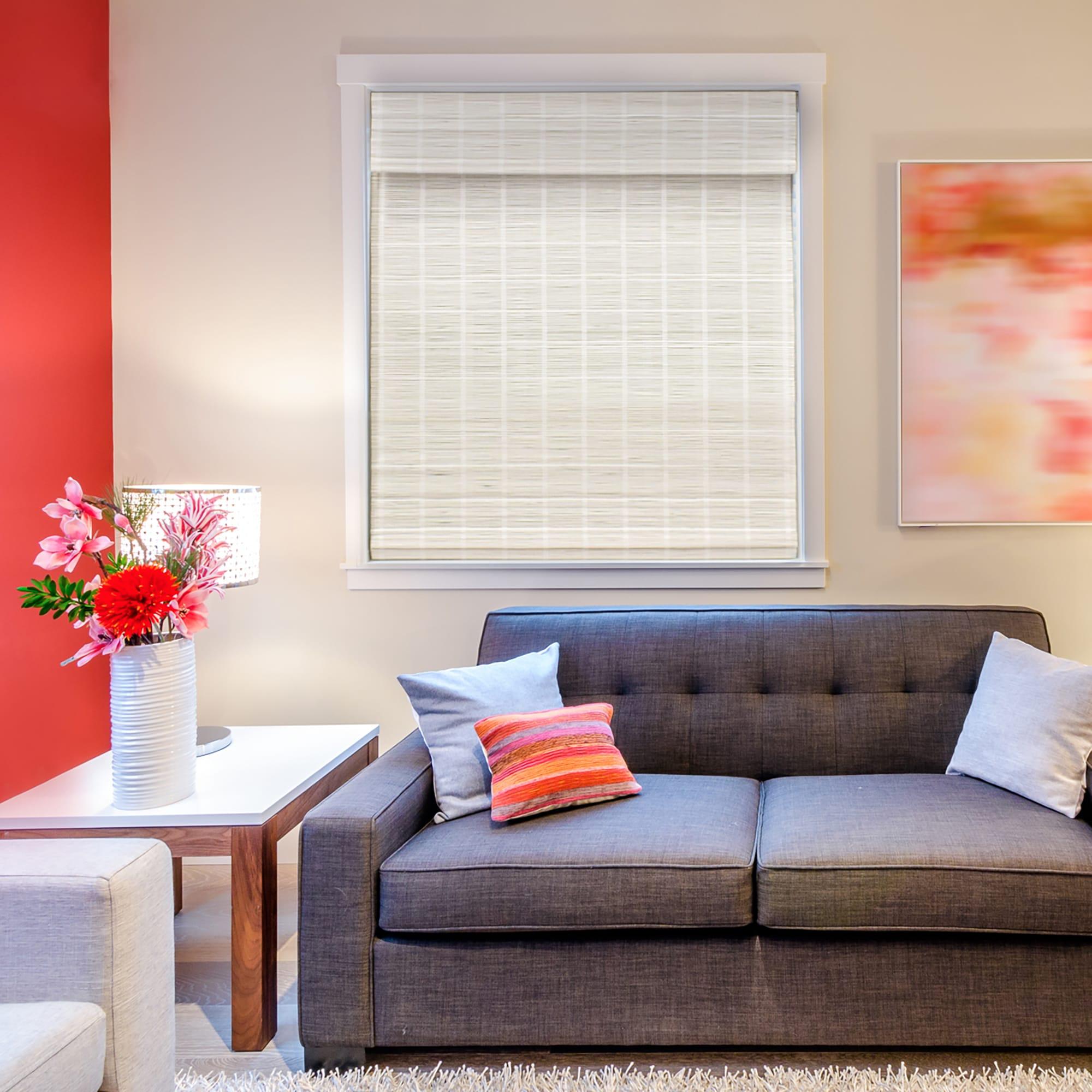 Radiance Brooklyn 23-in Cordless White Distressed Bamboo Roman Shade