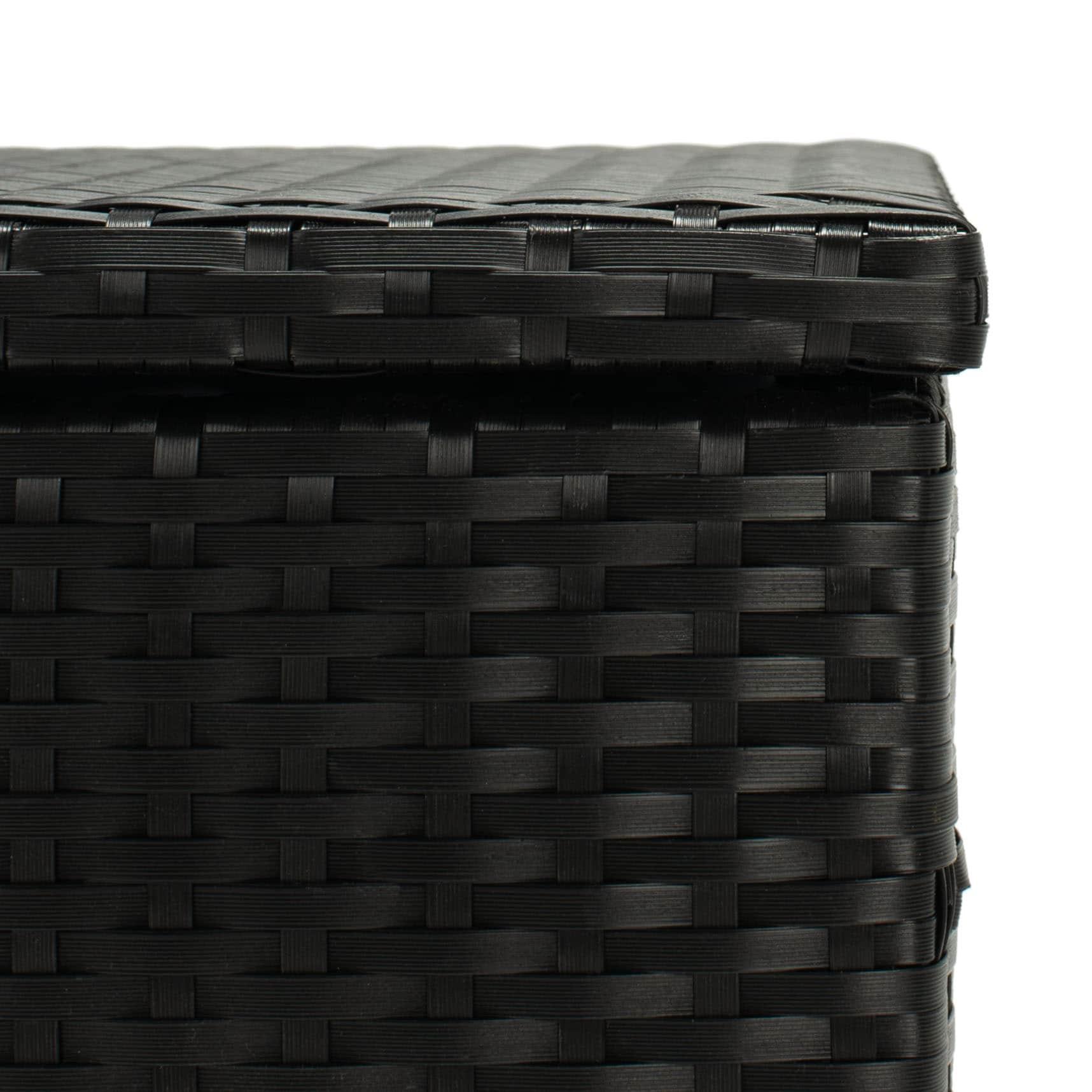 Oliveira Outdoor Cushion Deck Box - Black/White Cushion - Safavieh