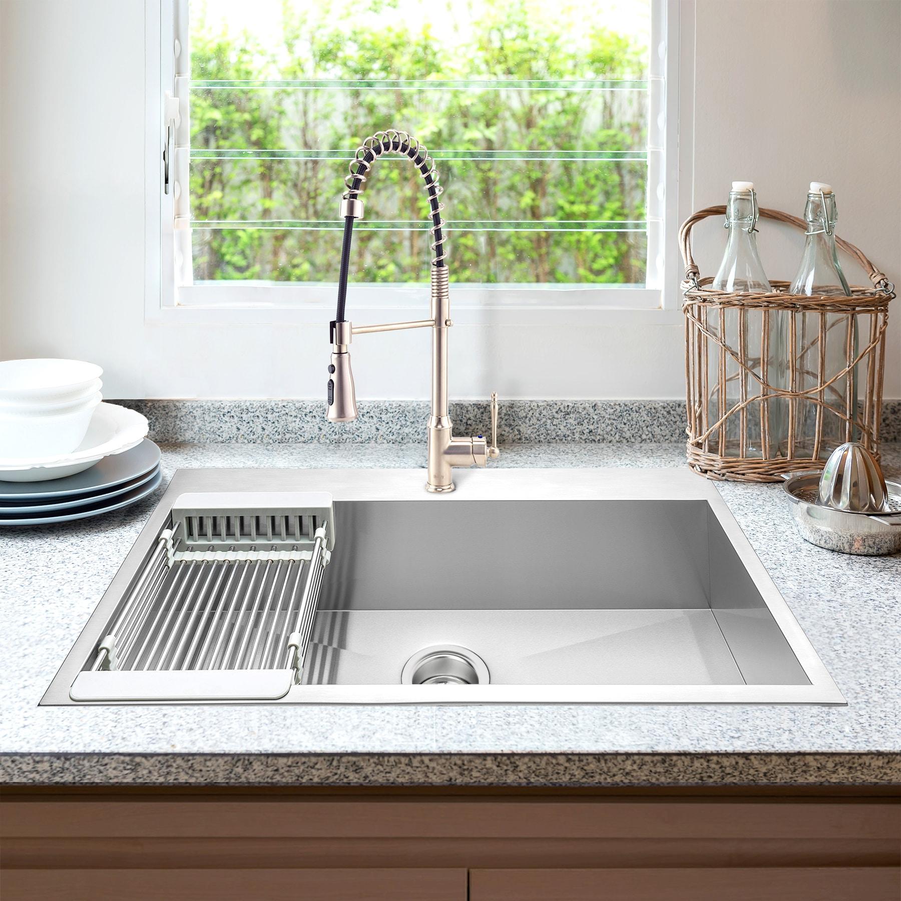 32" L x 18" W Drop-In Kitchen Sink with Faucet