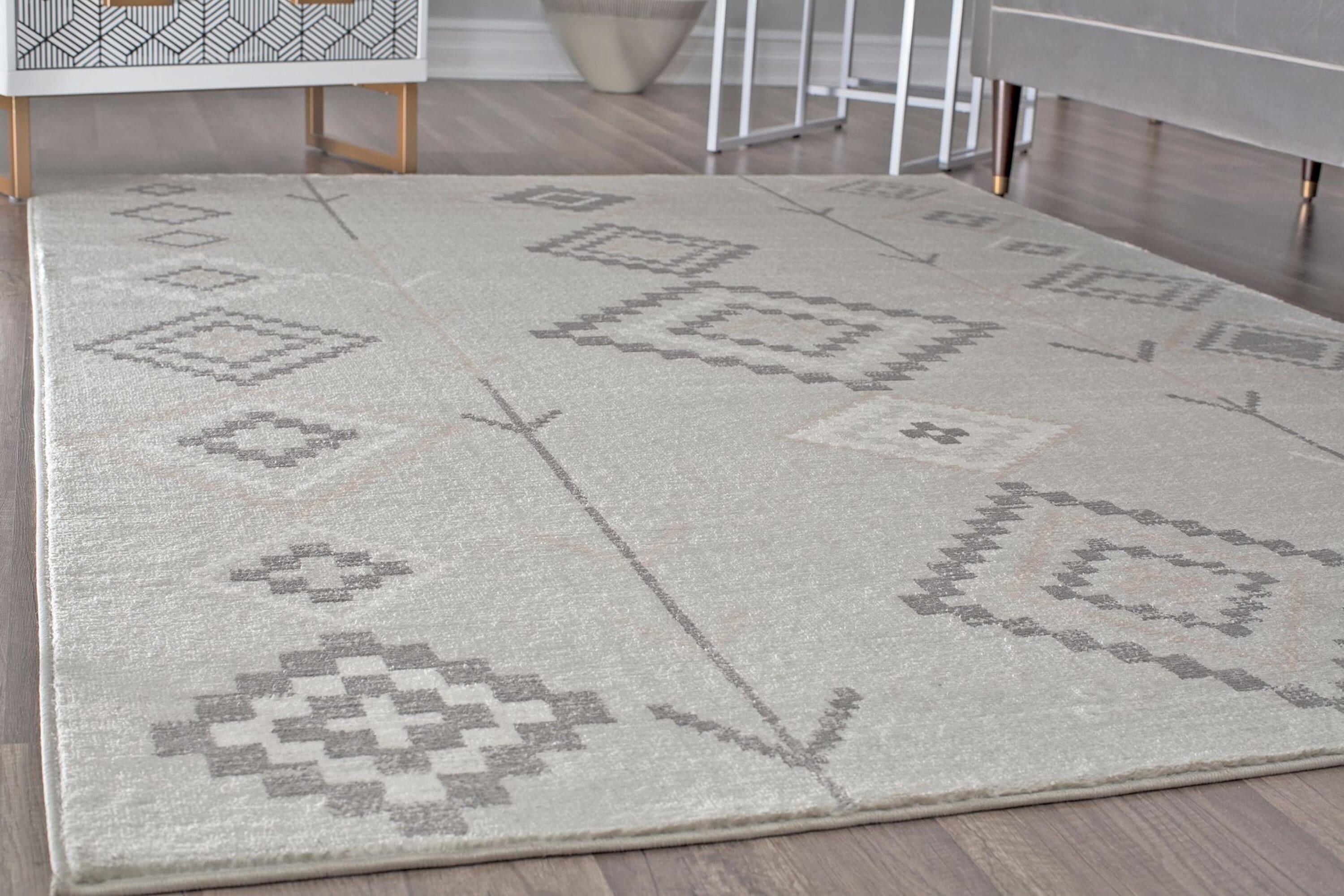 Bodrum Tribal Native Fog Area Rug