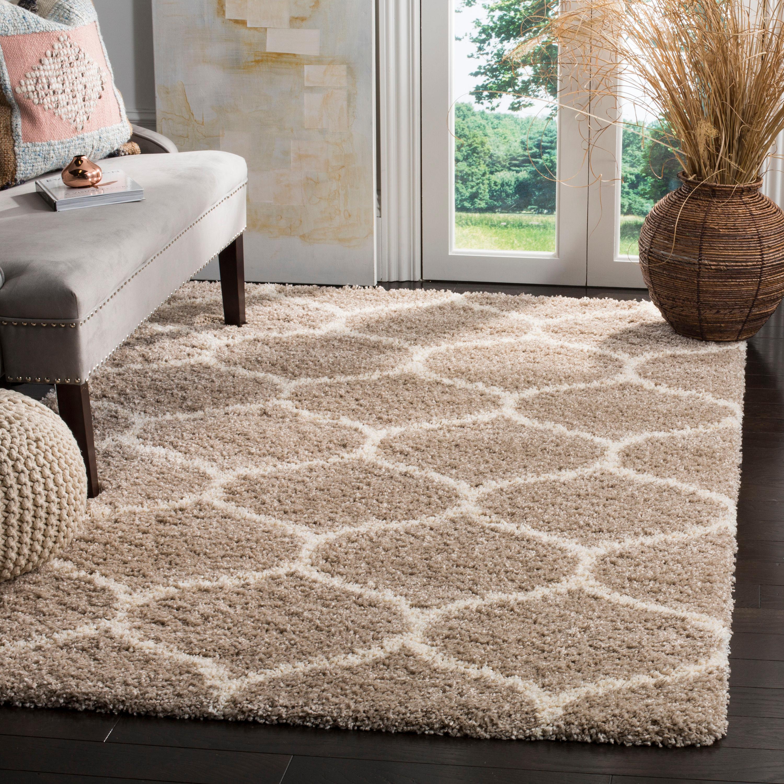 Hudson Shag SGH280 Power Loomed Indoor Area Rug - Beige/Ivory - 7'x7' - Safavieh.