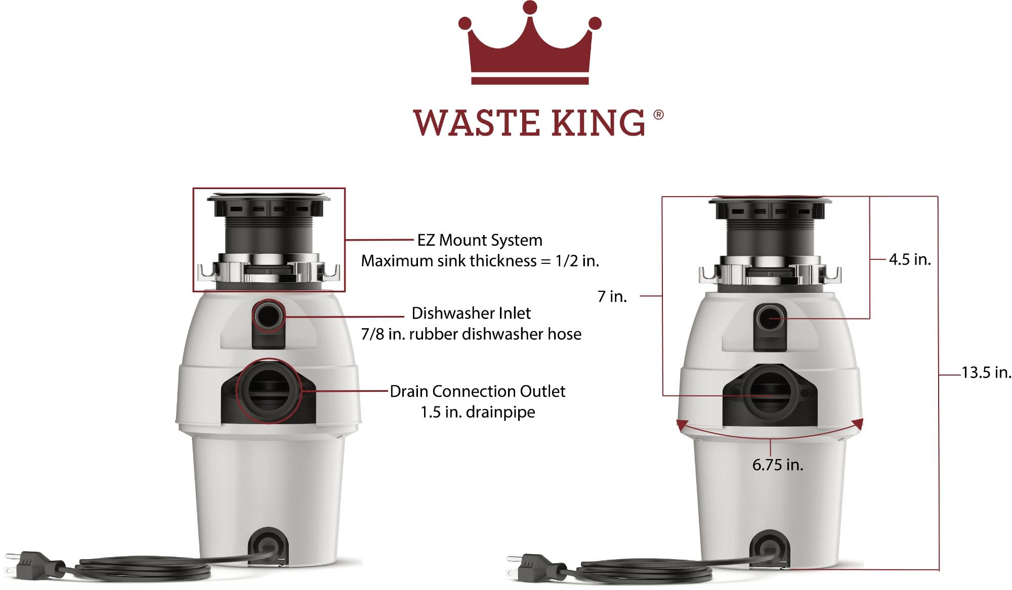 Waste King Legend Garbage Disposers HP Continuous Garbage Disposal