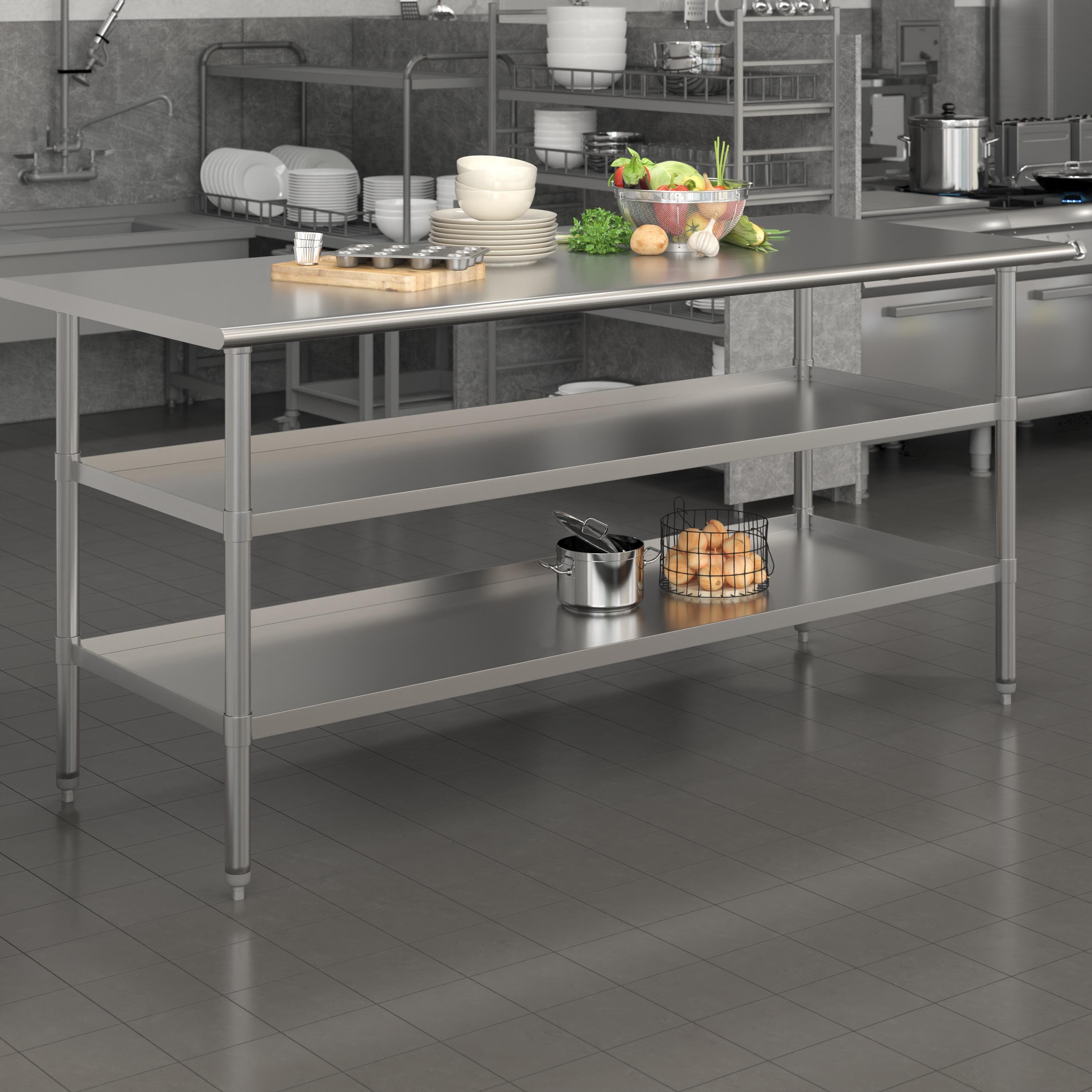 Woodford NSF Stainless Steel 18 Gauge Work Table with 2 Undershelves