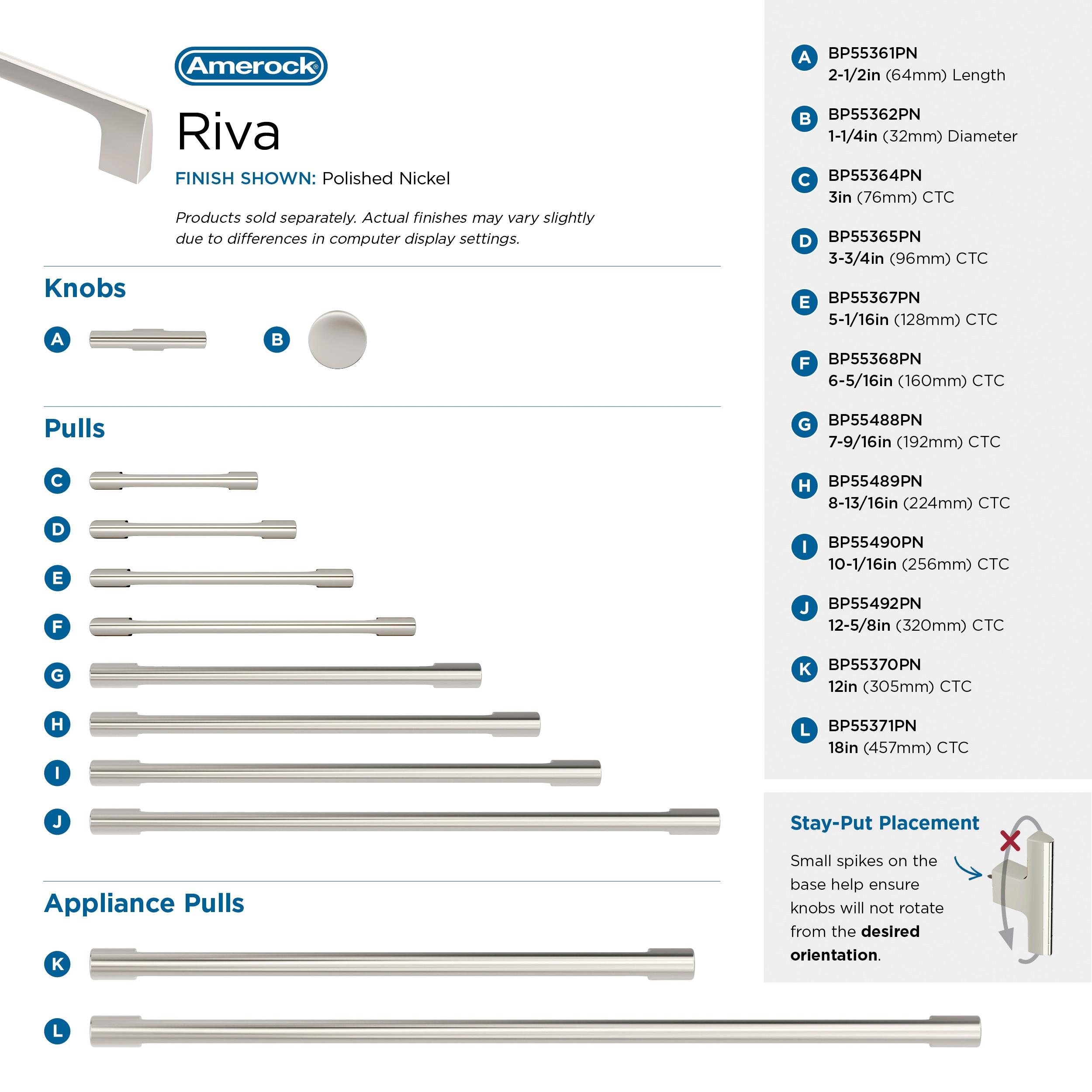Amerock Riva 12-5/8 inch (320mm) Center-to-Center Polished Nickel Cabinet Pull