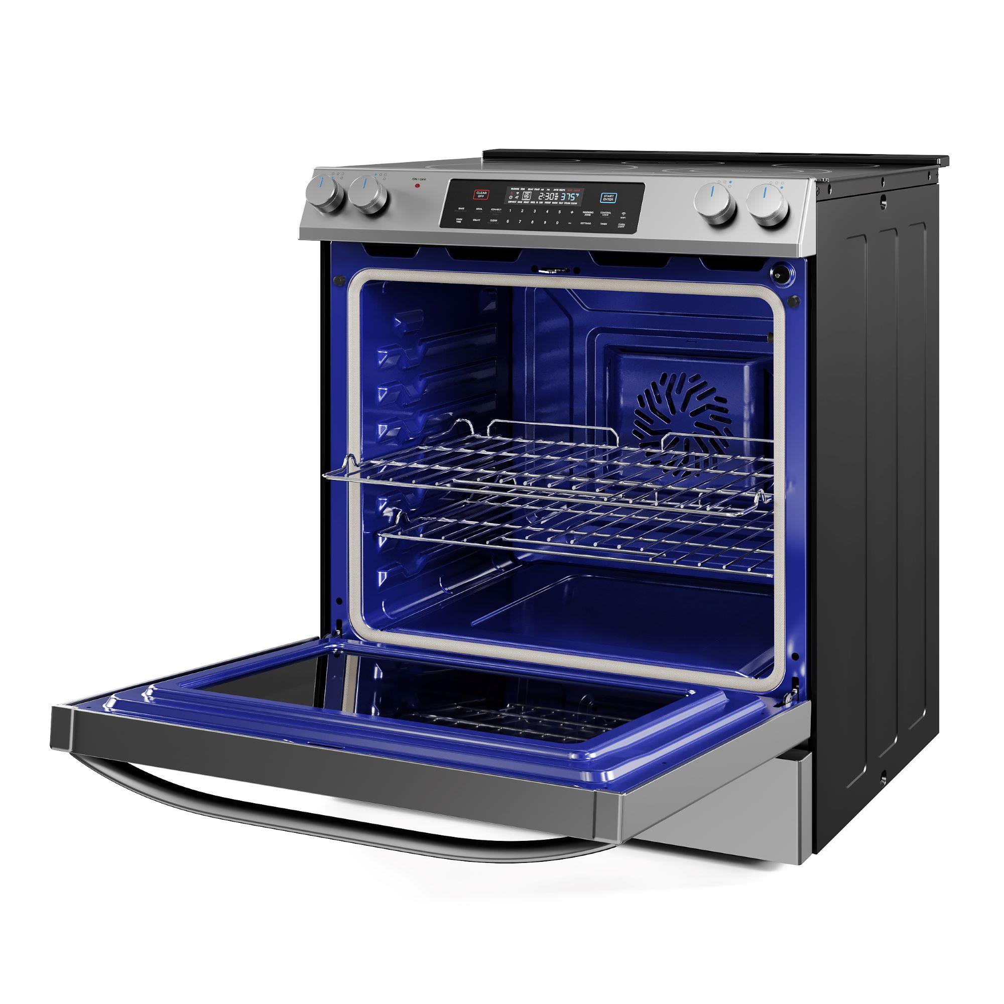 Midea 30-In Slide-In Electric Range with Wi-Fi Connectivity and Fan Convection, Stainless Steel,  MES30S2AST