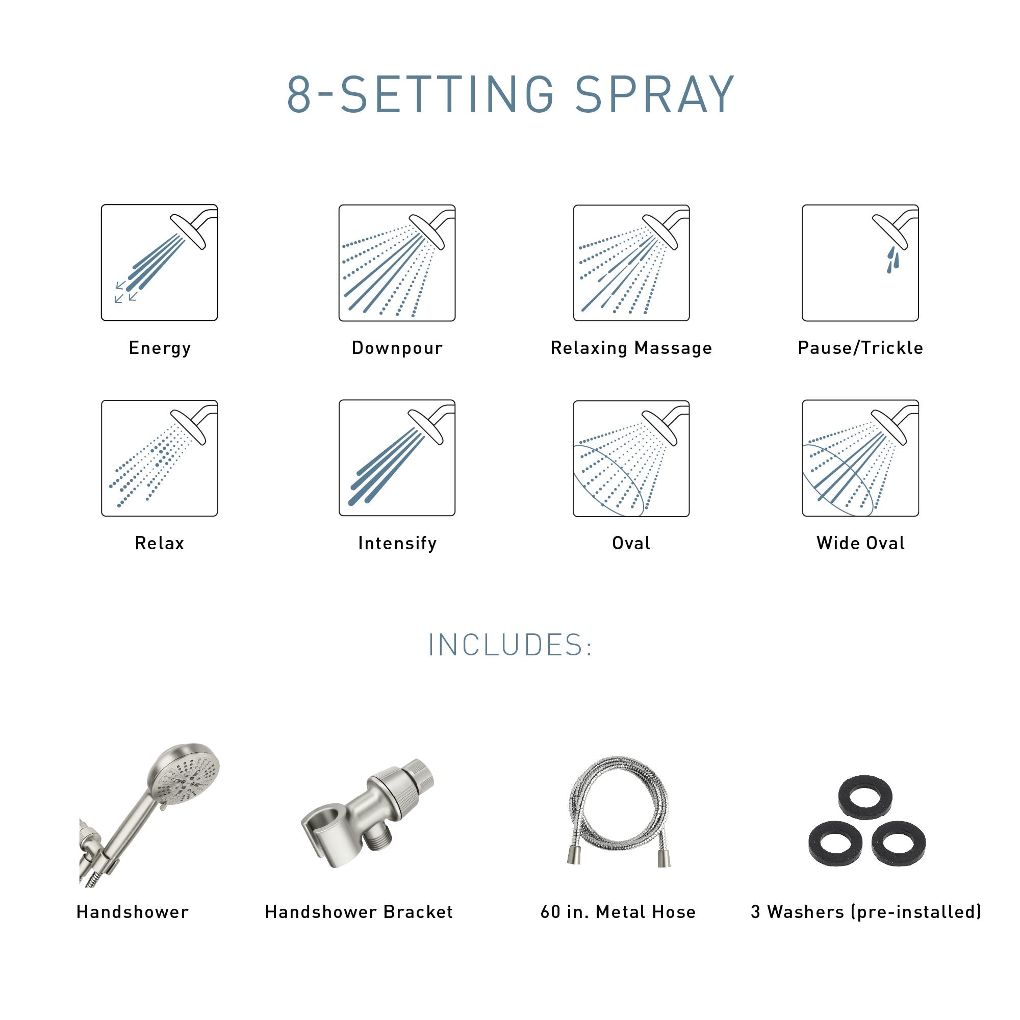 Moen Hydro Energetix Spot Resist Brushed Nickel Detachable 7-Function Handheld Shower Head, 200H0SRN