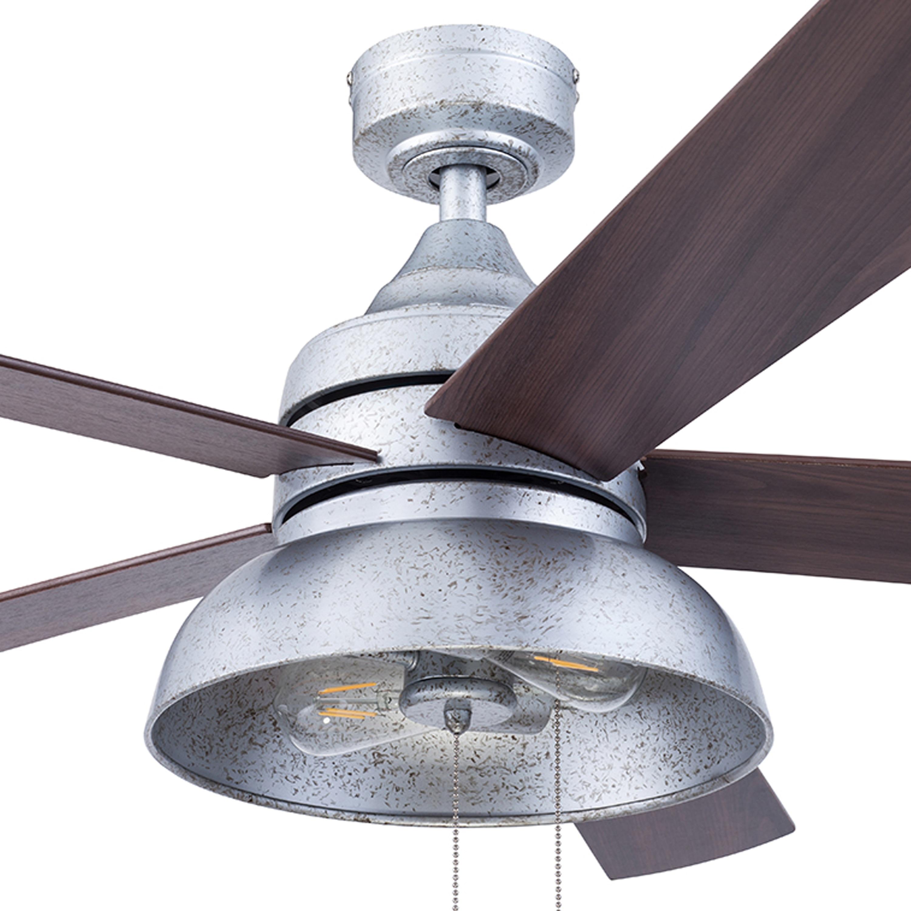 Prominence Home 51660-45 Brightondale Ventilador de Techo LED para Interiores y Exteriores de Estilo Industrial de 52 Pulgadas con Luz - Galvanizado