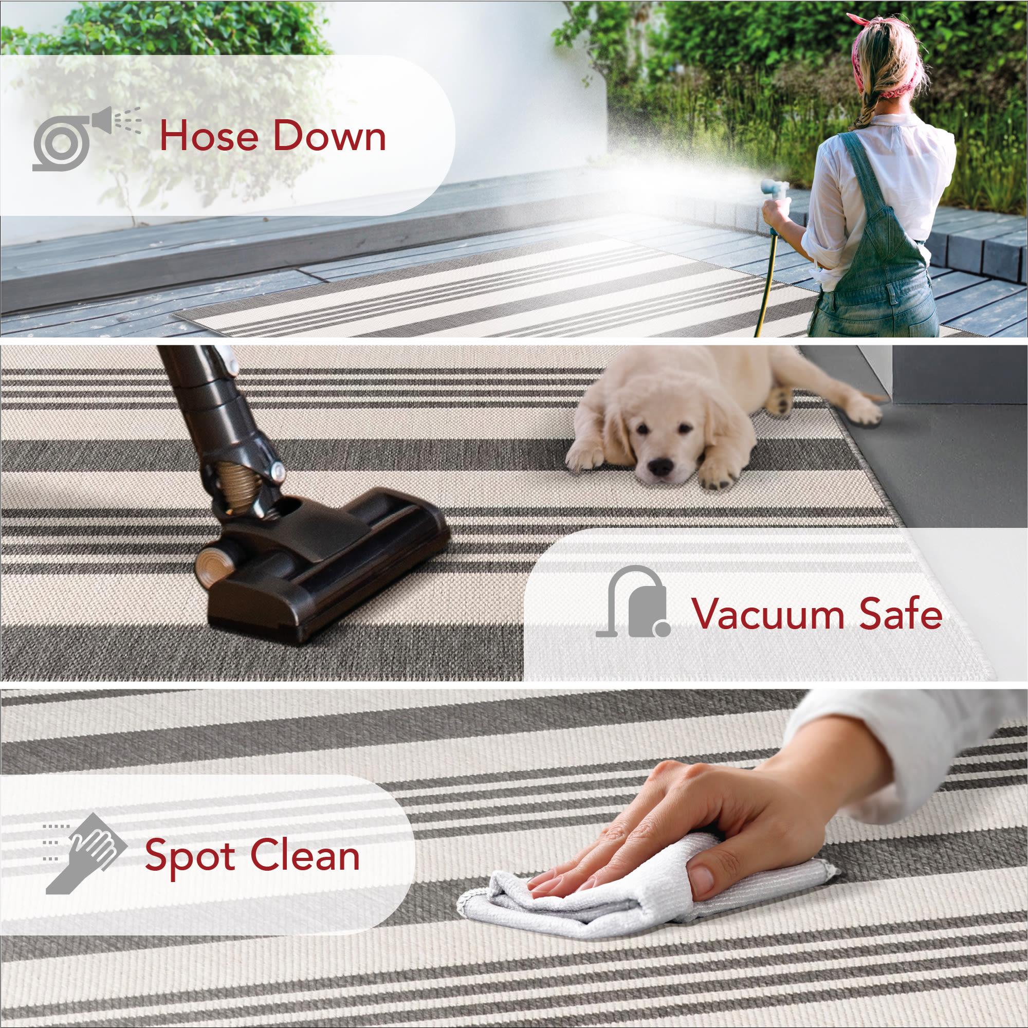 Nuloom Robin Striped 6x9 Indoor/Outdoor Area Rug for Living Room Patio Deck Front Porch Kitchen, Light Grey/Ivory
