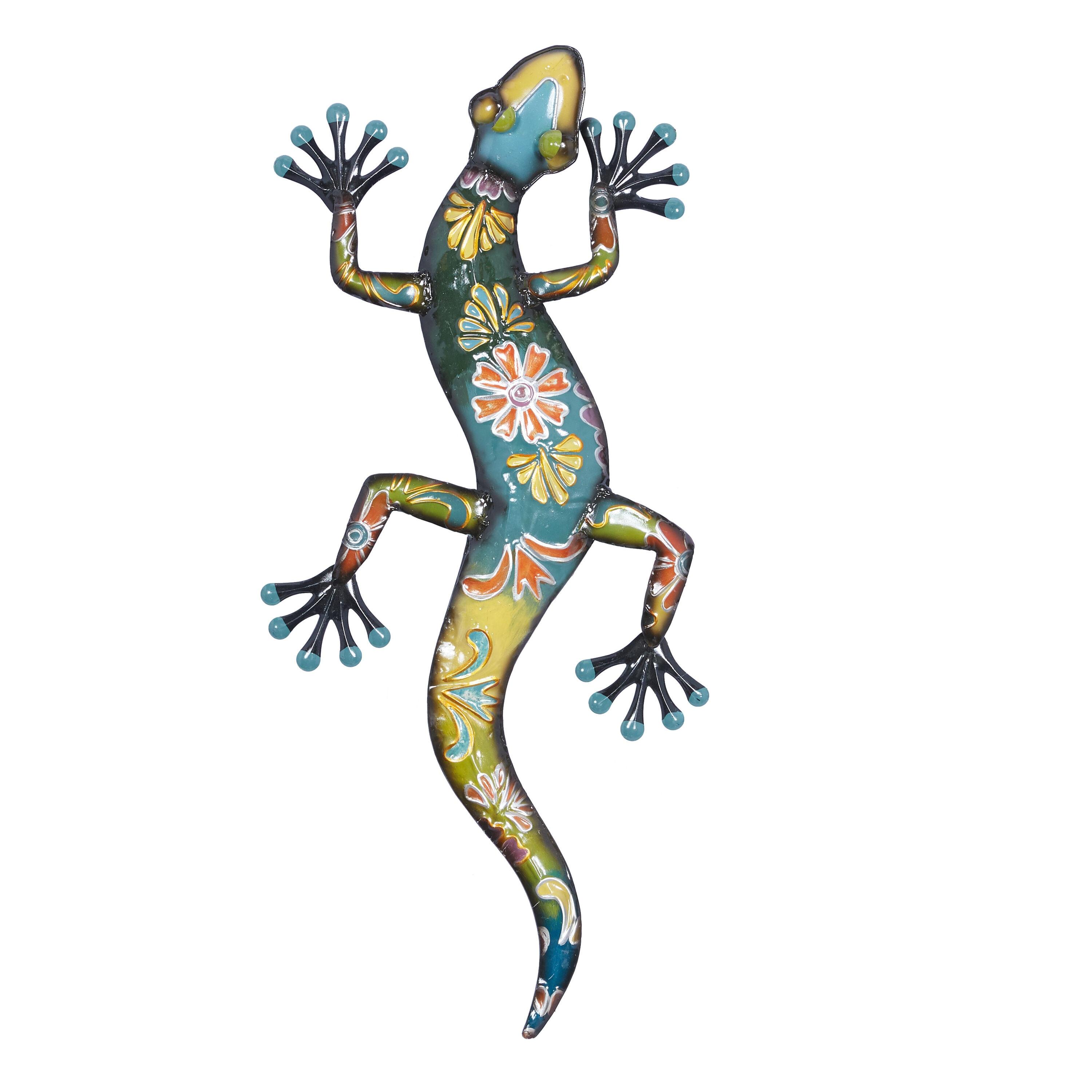 DecMode Multi Colored Metal Indoor Outdoor Lizard Wall Decor