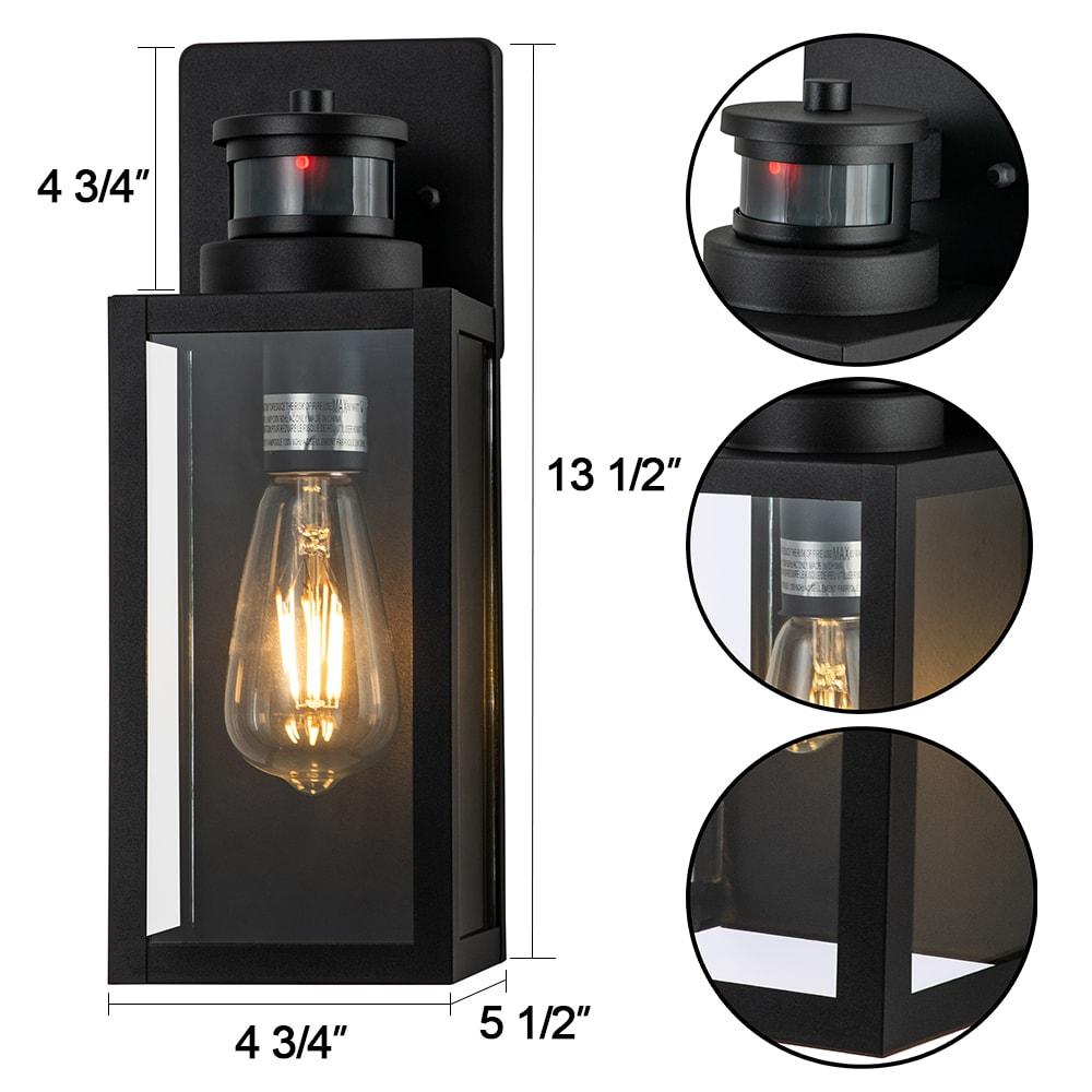 C Cattleya 2-Pack Matte Black Motion Sensor and Dusk to Dawn Outdoor Wall Lantern
