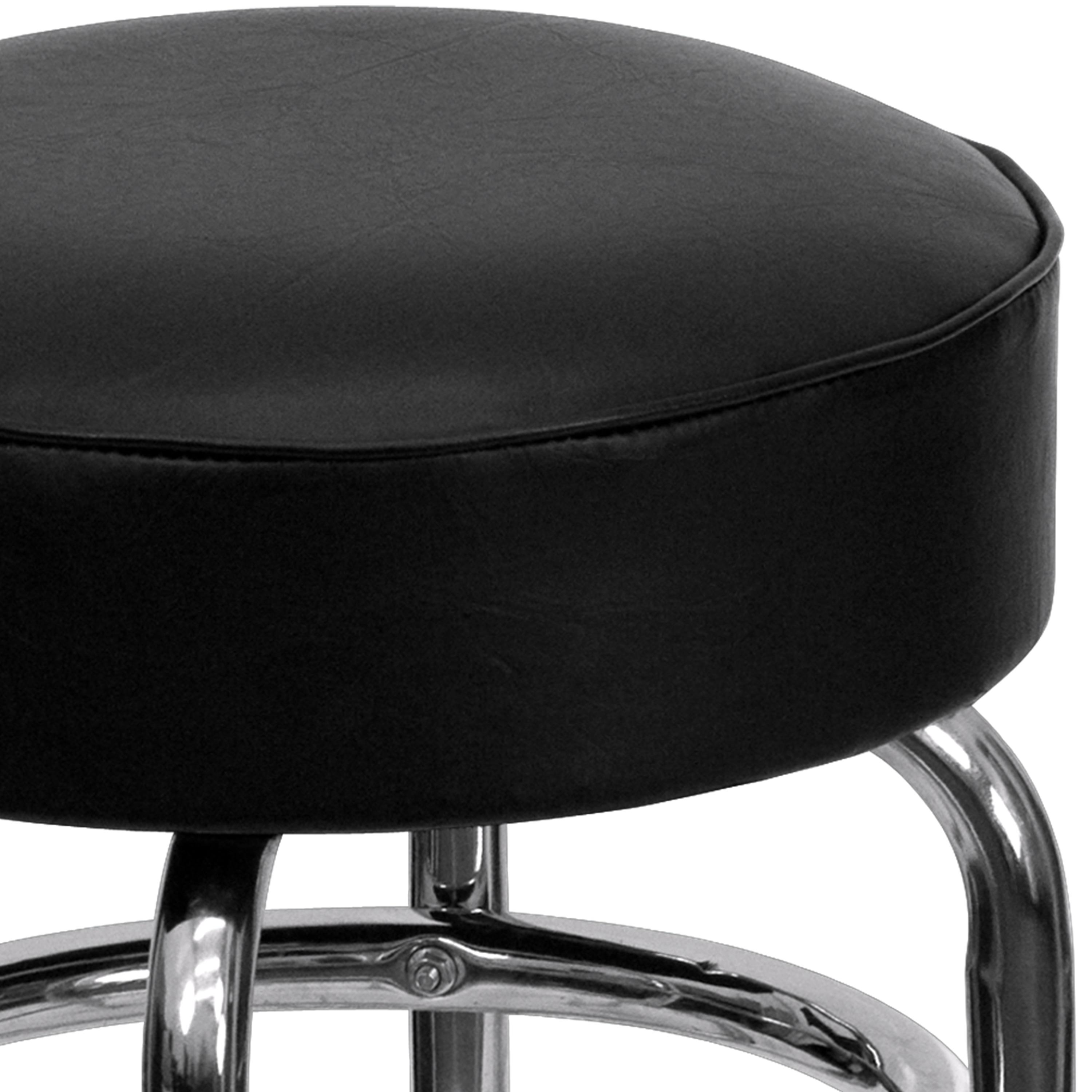 Flash Furniture Double Ring Chrome Barstool with Black Seat