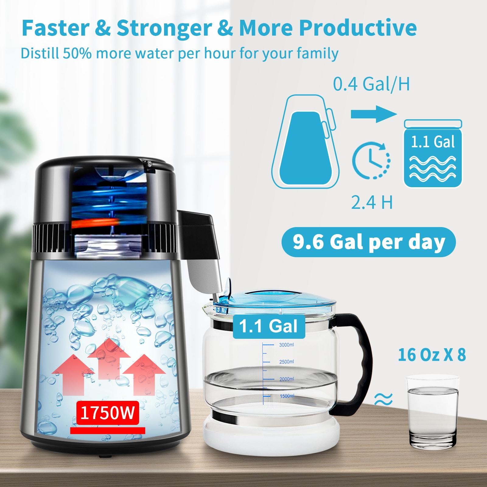 VEVOR VEVOR 1.1 Gallon Countertop Water Distiller, 0.4 Gal/H, 1750W Stainless Steel Distiller