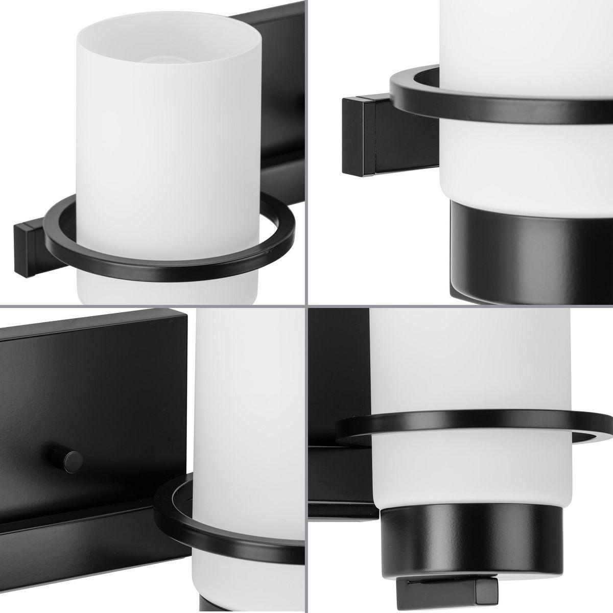 Progress Lighting Reiss Collection 2-Light Vanity Light in Matte Black with White Glass Shade