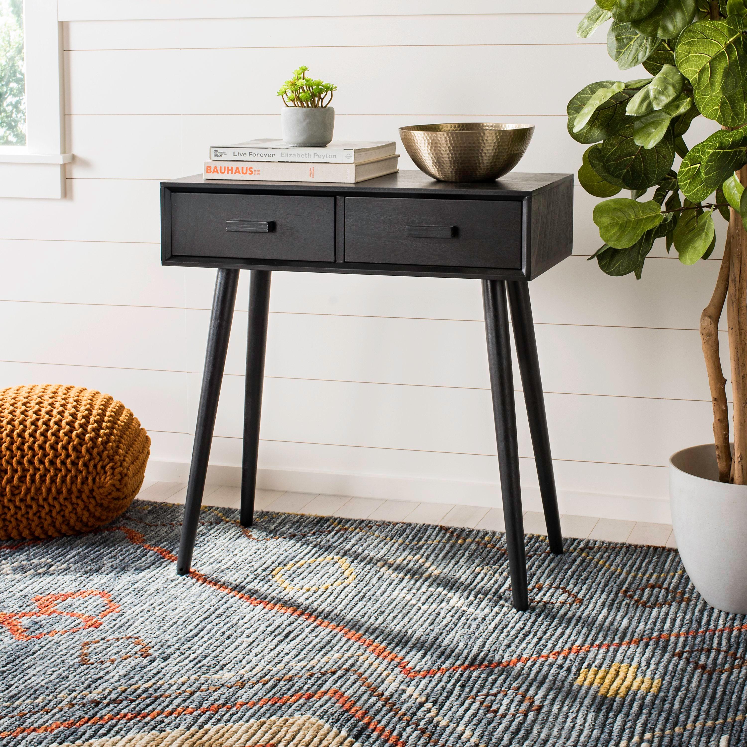 Dean 2 Drawer Console Table - Black - Safavieh