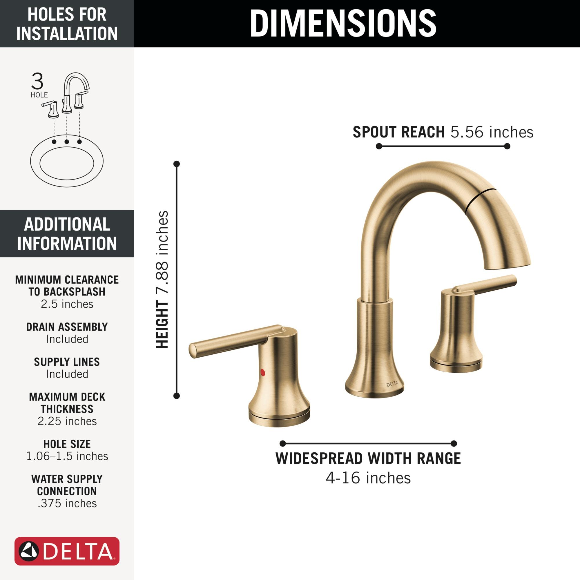 Trinsic Widespread Bathroom Faucet 3 Hole, 2-handle Bathroom Sink Faucet with Drain Assembly