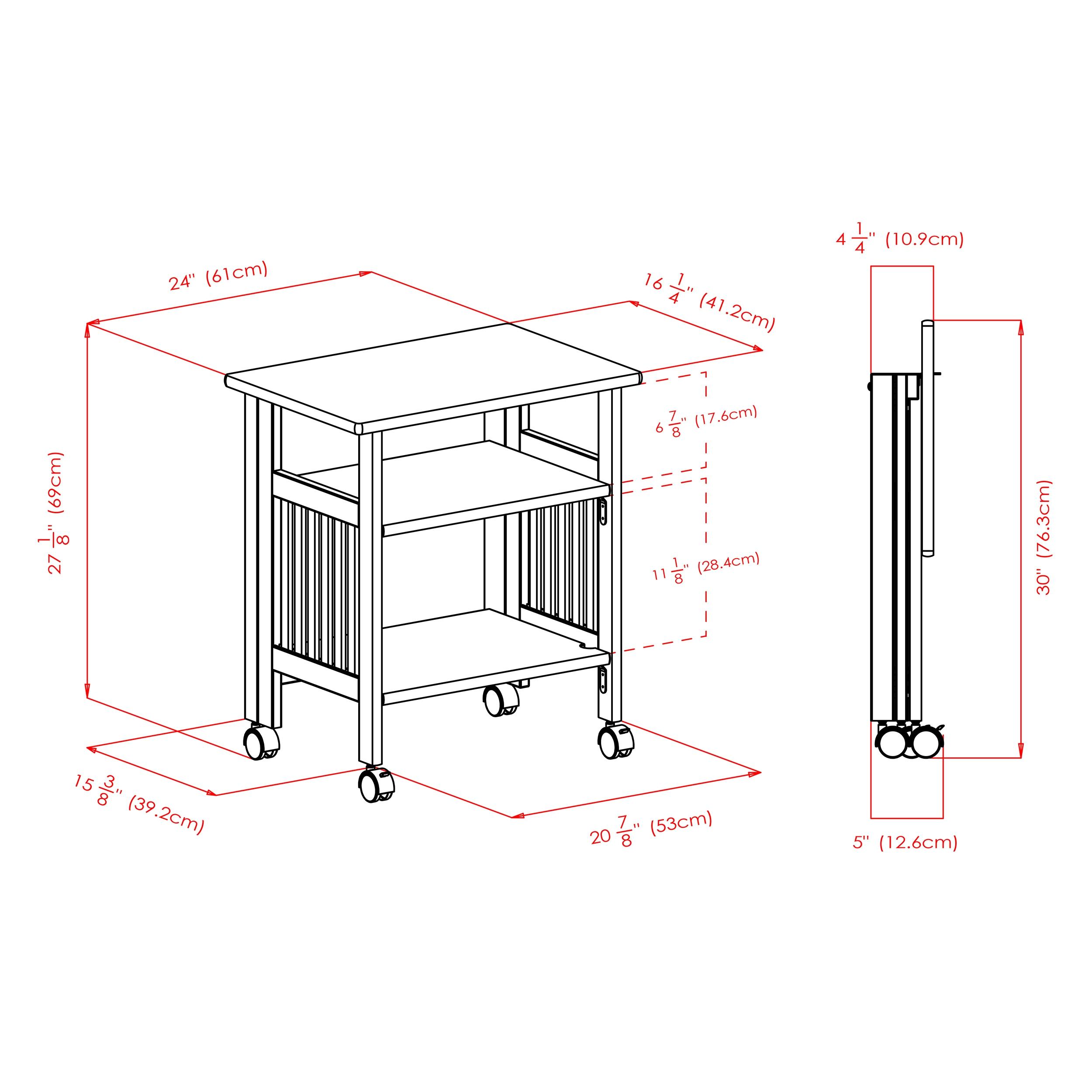 Foldable Printer Stand Natural - Winsome: Office Furniture with Shelves & Wheels