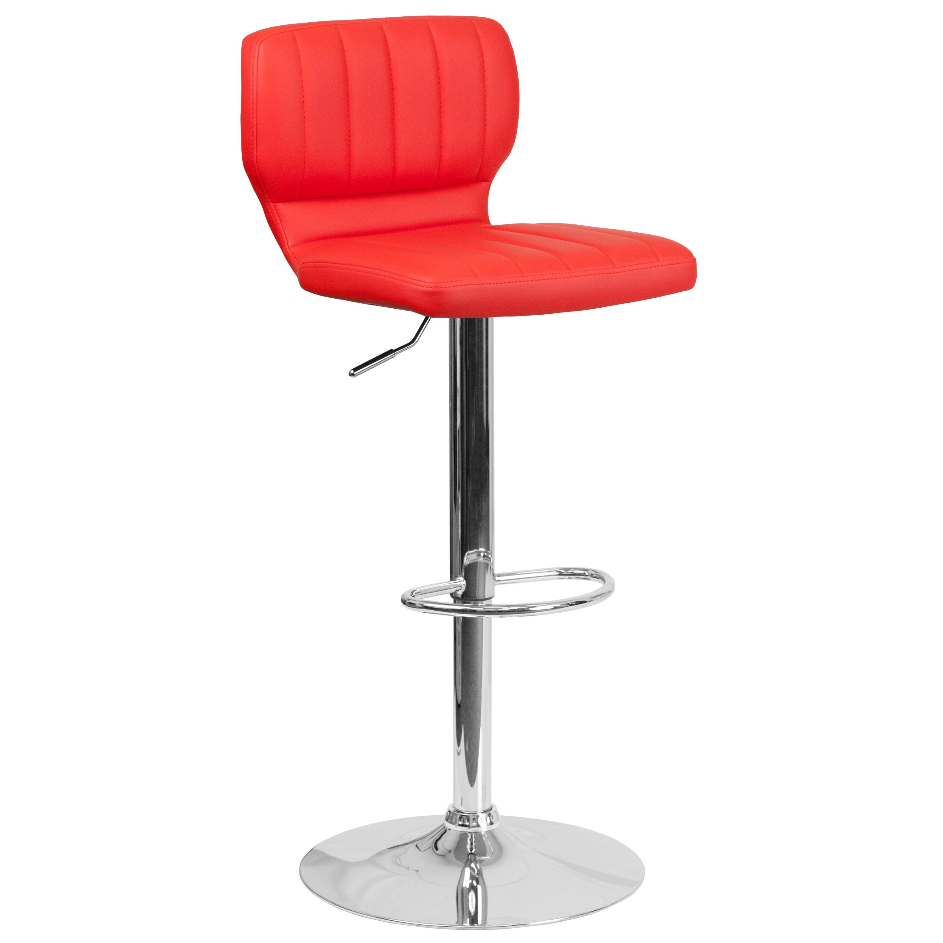 Flash Furniture Bar Stool with 360-Degree Swivel & Adjustable Height, Red