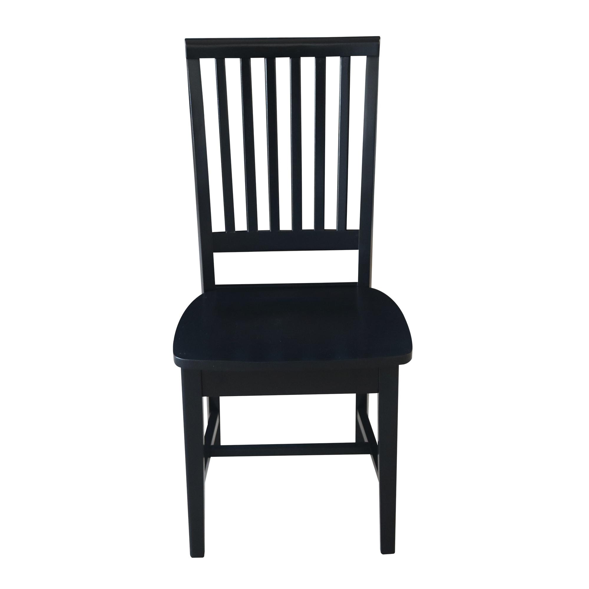 Set of 2 Mission Side Chair Black - International Concepts: Solid Wood, Slat Back, Armless