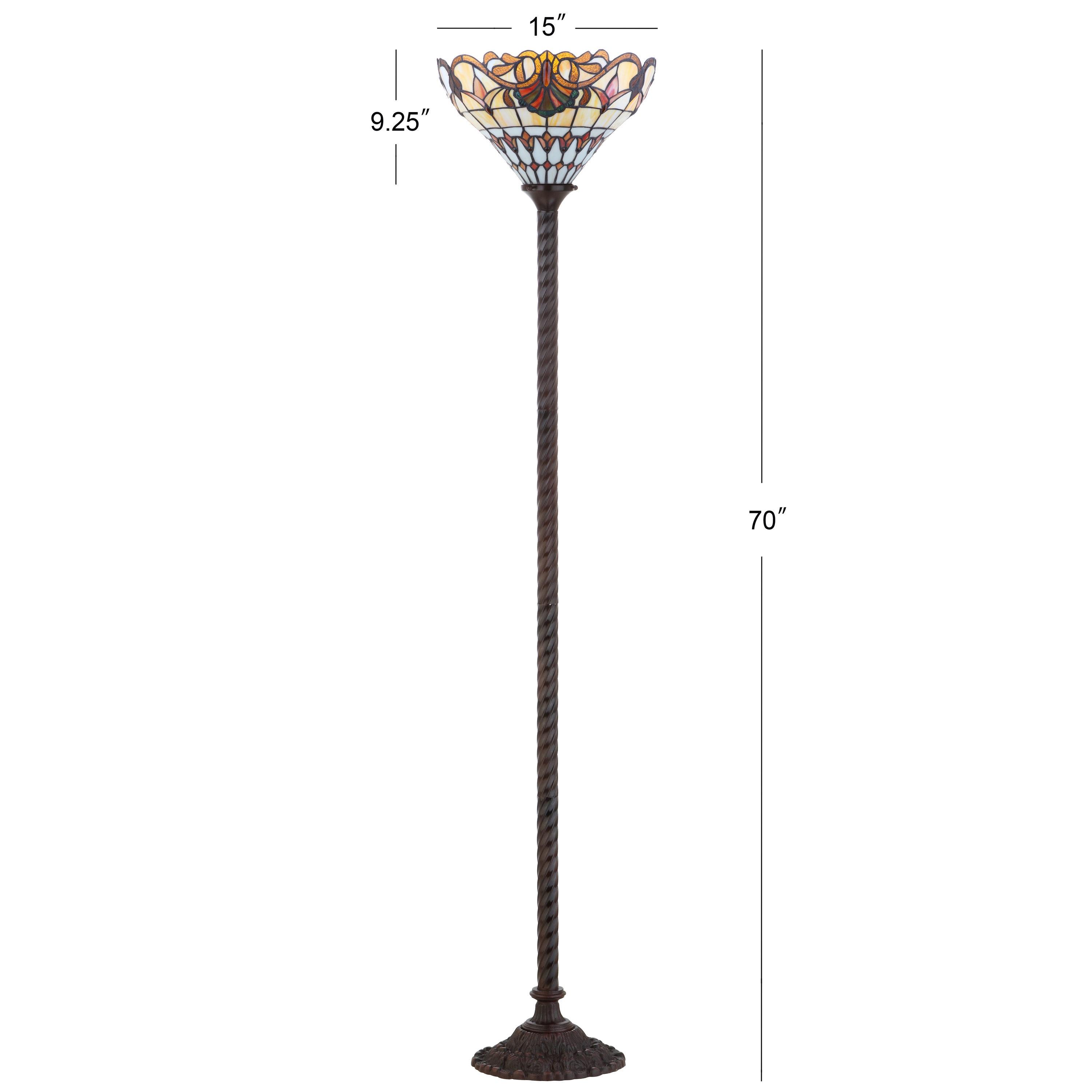 JONATHAN Y JYL8003A Davis Tiffany-Style 70" Torchiere LED Floor Lamp, Traditional for living room, dinning room, bedroom, office Bulb Included, Bronze