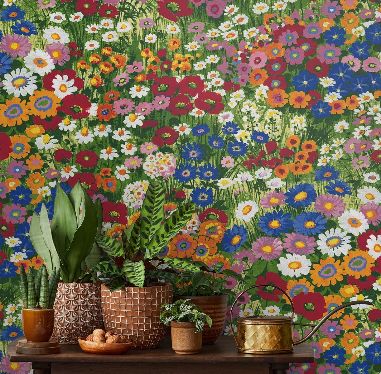 NextWall Floral Meadow Peel and Stick Wallpaper: Self-Adhesive Vinyl, Botanical Pattern, Smooth Finish, 30.75 Sq Ft Coverage