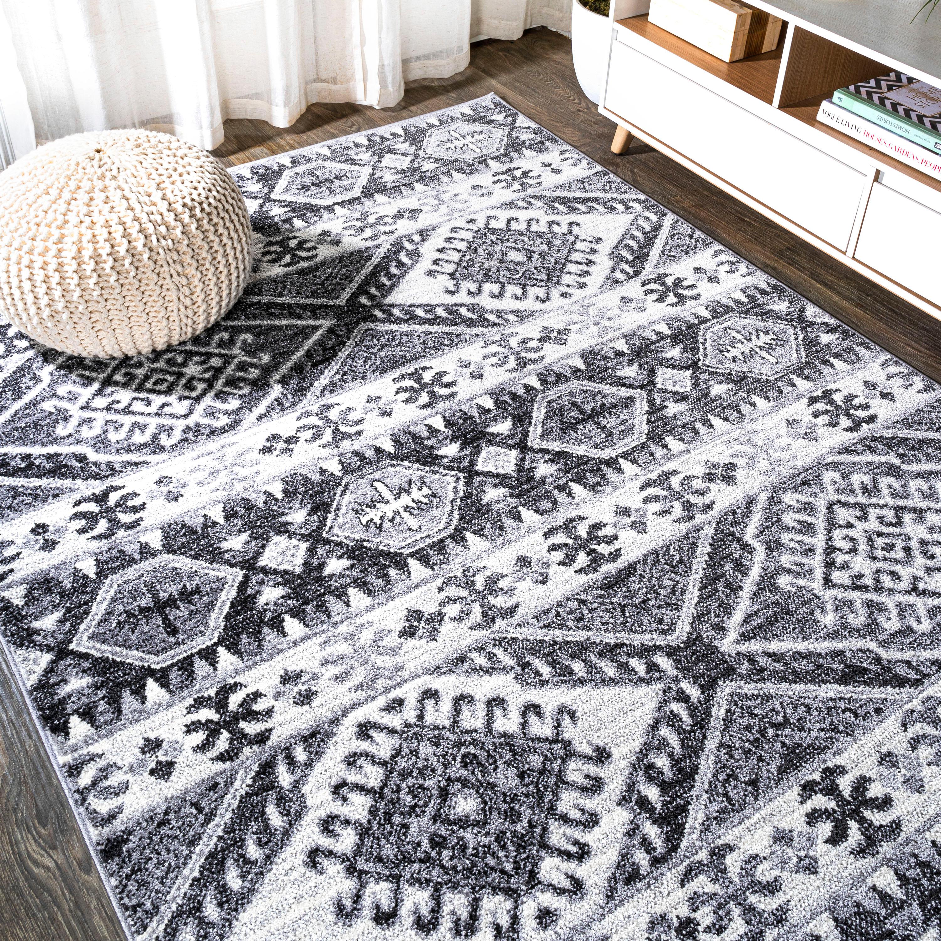JONATHAN Y MOH500A-5 Sura Modern Kilim Geometric Gray/Anthracite 5 ft. x 8 ft. Area Rug, Bohemian Vintage, Pet Friendly, Stain Resistant, Easy to Clean, for Living Room; Kitchen, Bedroom