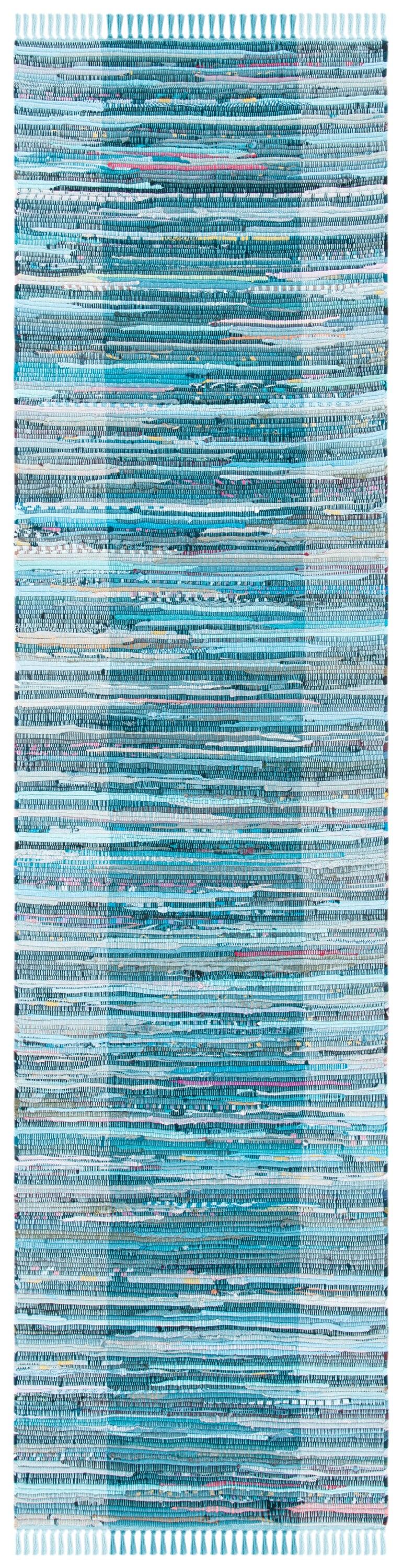 Rag Runner Rug RAR122 Hand Woven Runner Rug - Light Blue/Grey - 2'3"x9' - Safavieh.