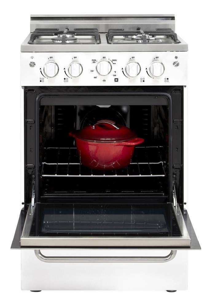 Unique Prestige 24” 2.3 cu ft Double Oven Gas Range in White