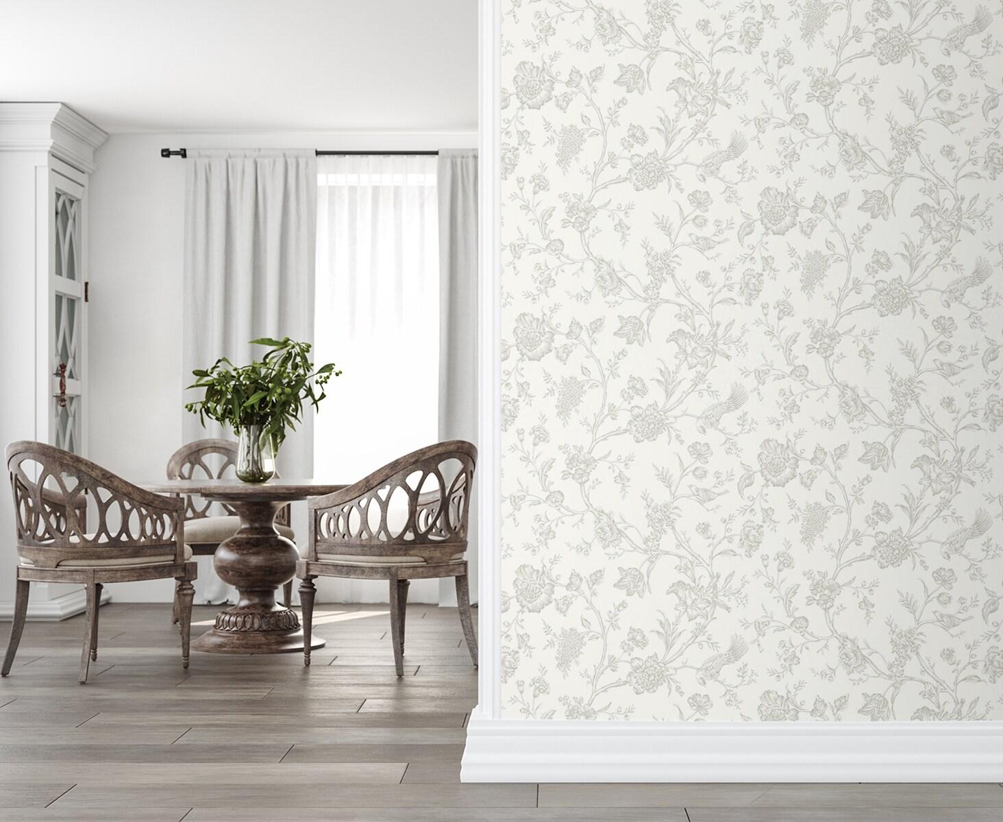 NextWall Harbor Mist Jasmine Chinoiserie Peel and Stick Wallpaper