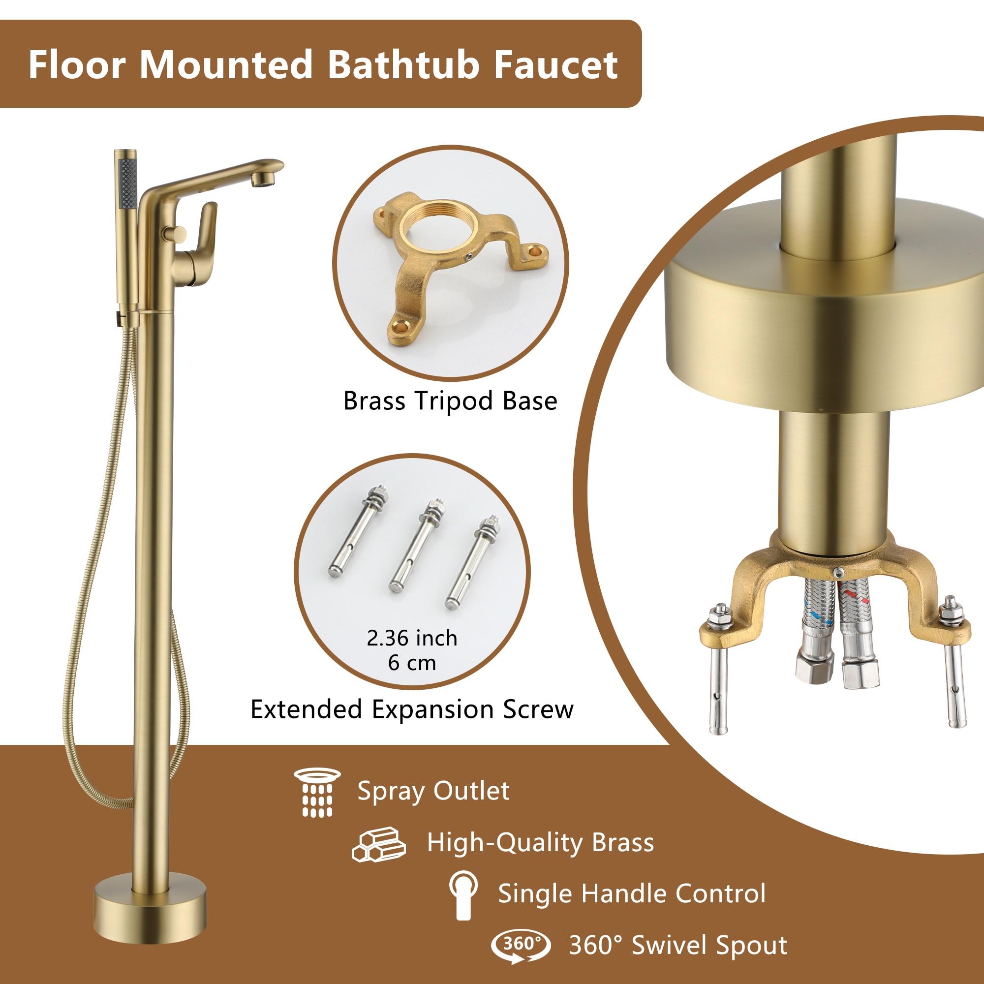 Single Handle Freestanding Bathtub Faucet with Diverter and Handshower