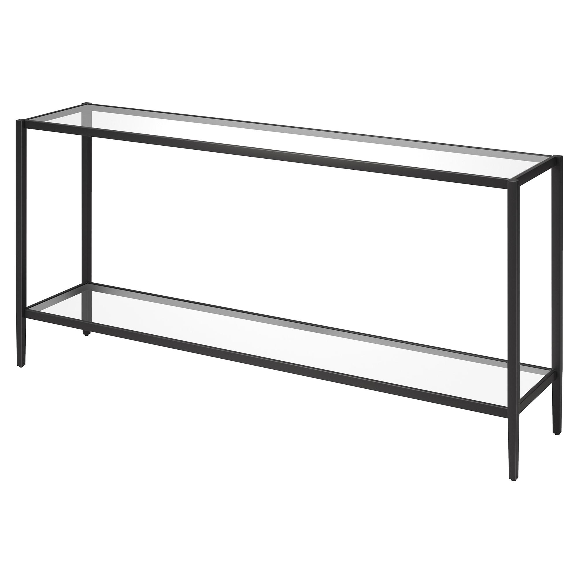 Aurora Modern Mirrored Console Table with Glass Shelf in Blackened Bronze