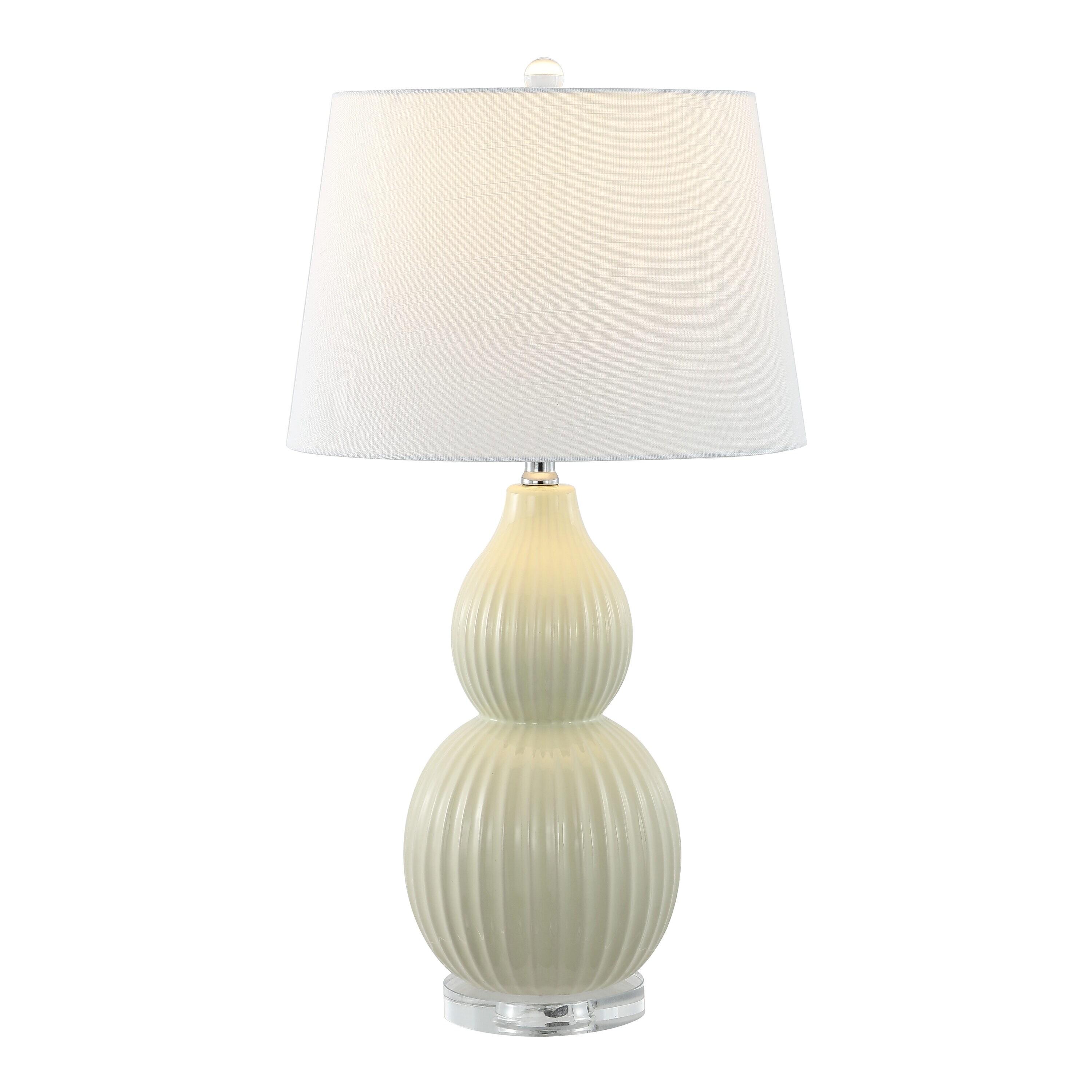 Thatcher 28.25" Contemporary Transitional Ceramic LED Table Lamp, Light Olive