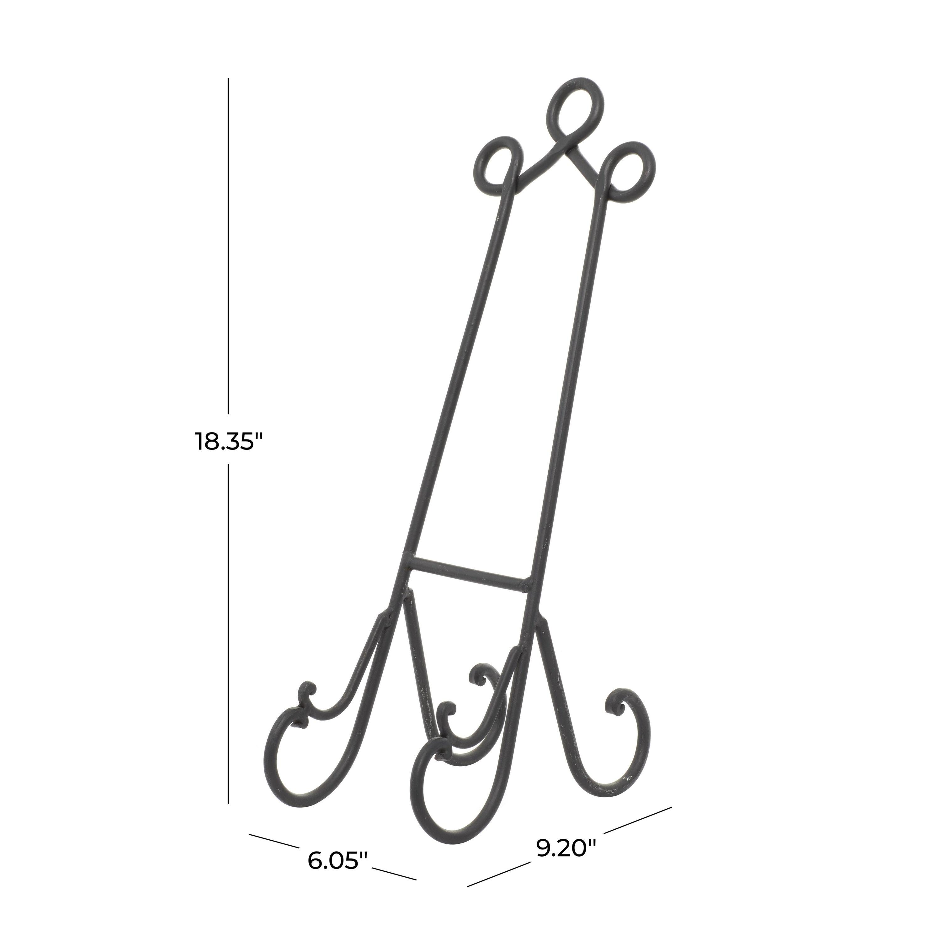 DecMode 6" x 18" Black Metal Scroll Easel, 1-Piece