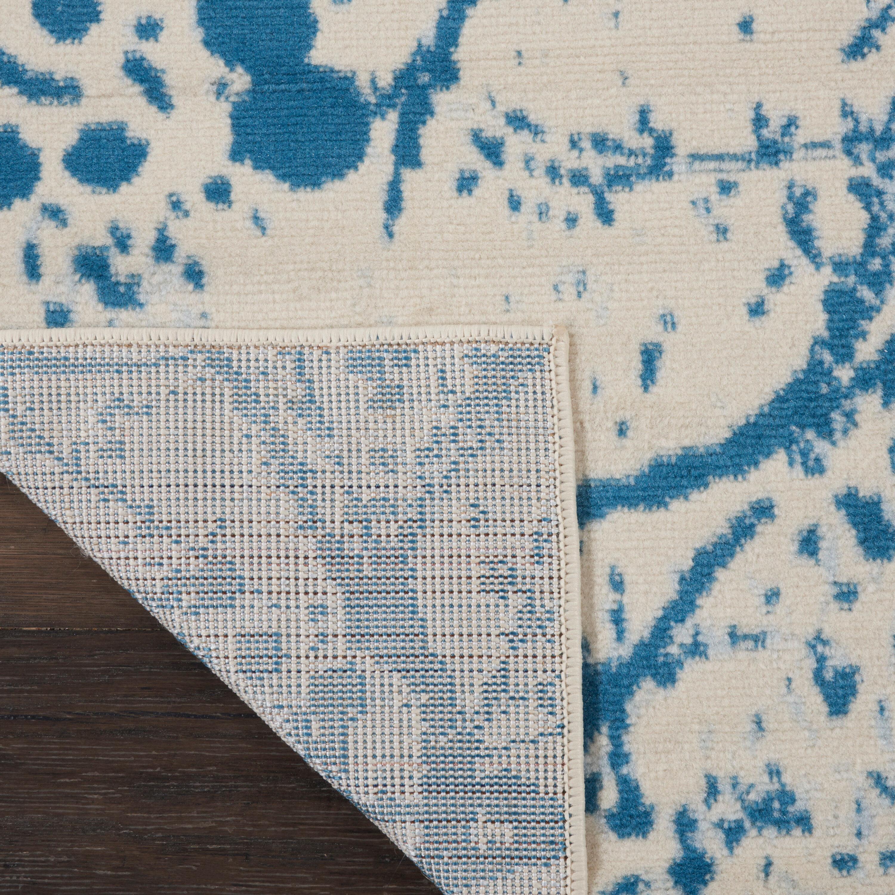 Nourison Jubilant 2' x 4' Ivory/Blue Area Rug Contemporary Artistic Abstract by Nourison