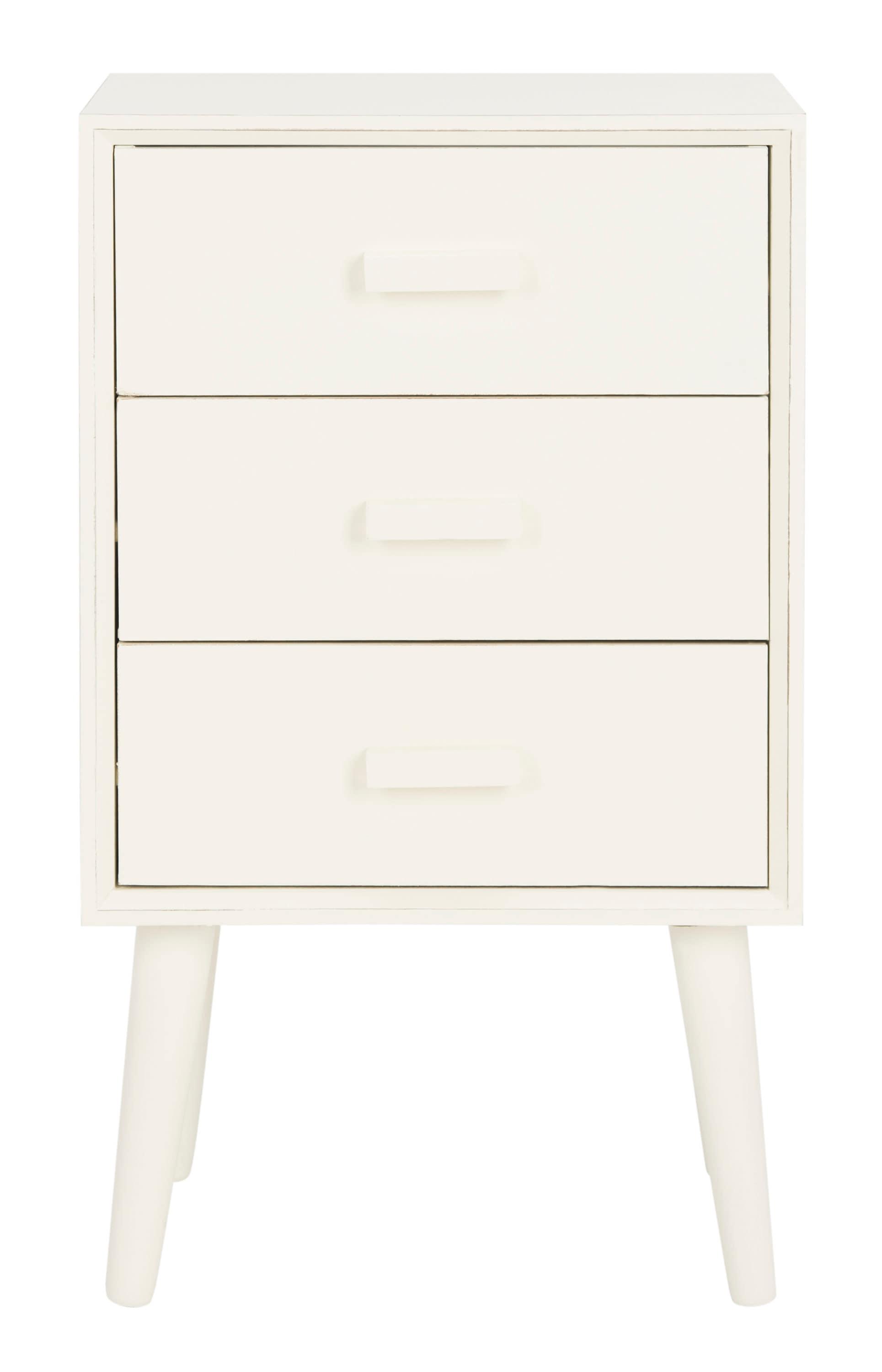 Pomona 3 Drawer Accent Table - Vintage White - Safavieh.