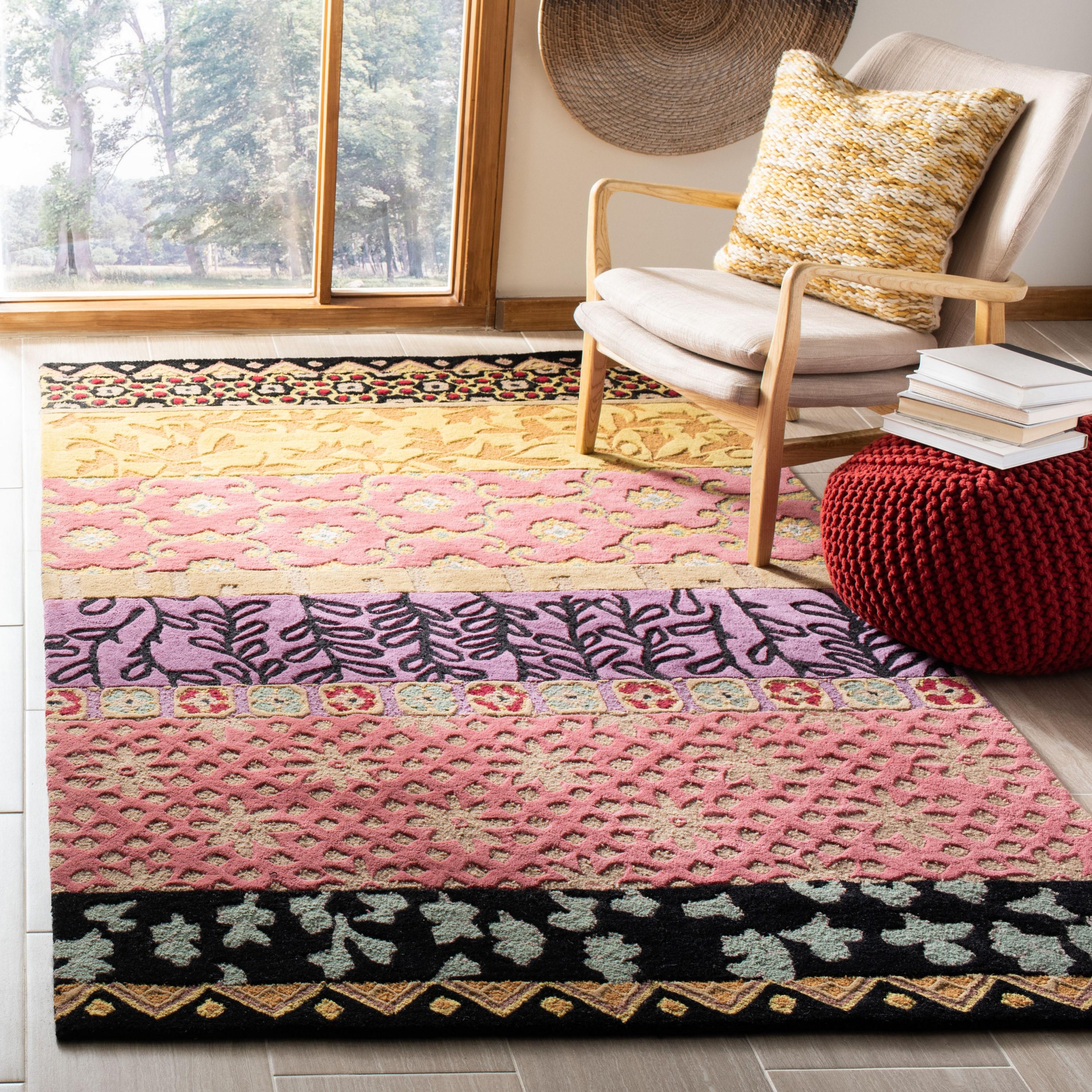 Hand-Tufted Multicolor Wool Rectangular Area Rug