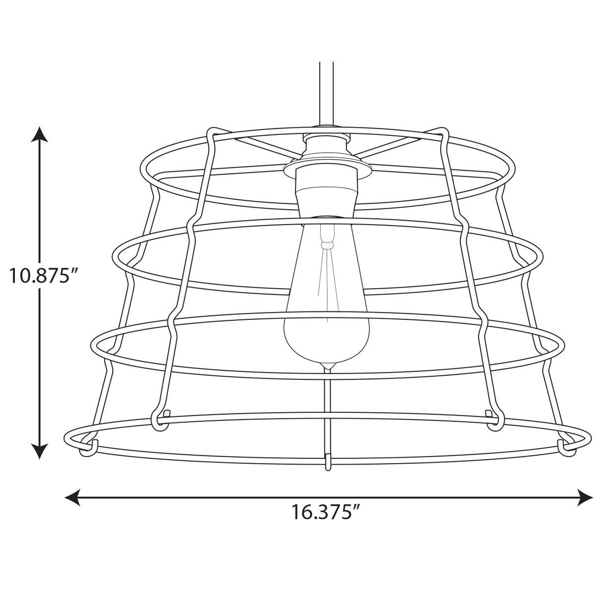 Progress Lighting Chambers 1-Light Pendant, Matte Black, Wire-Frame Shade