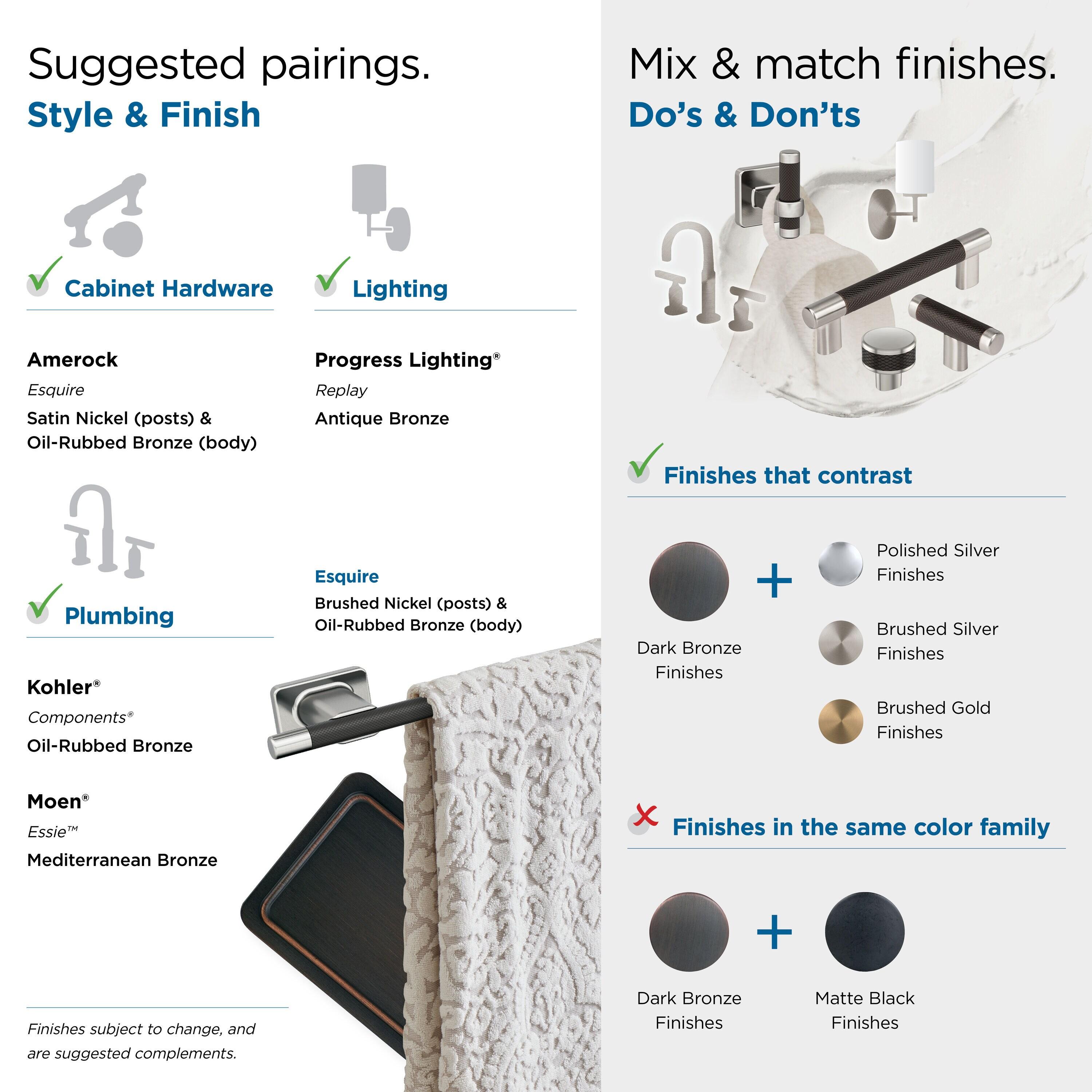 Amerock Esquire Brushed Nickel/Oil-Rubbed Bronze 18 inch (457mm) Towel Bar
