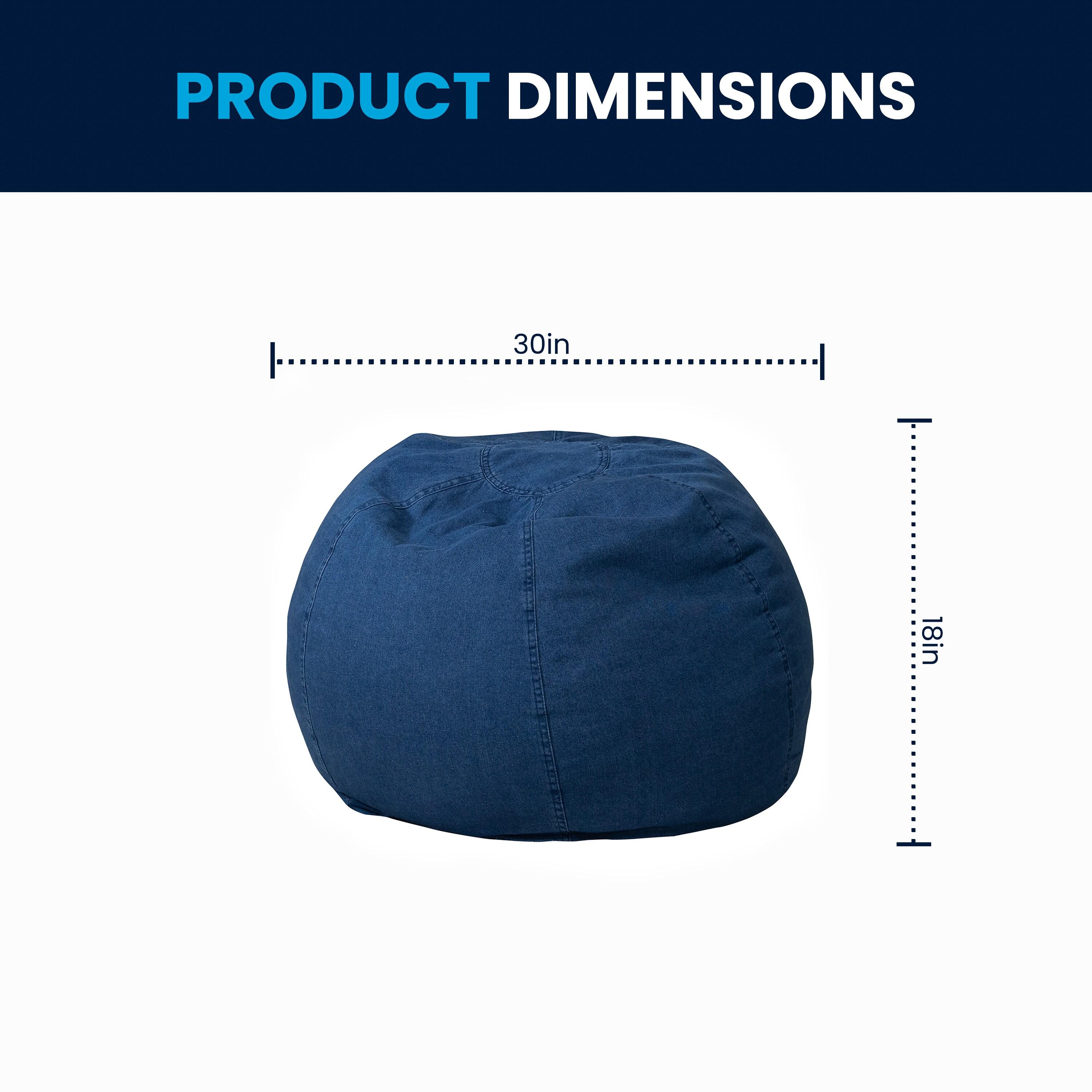 Flash Furniture Dillon Small Denim Refillable Bean Bag Chair for Kids and Teens