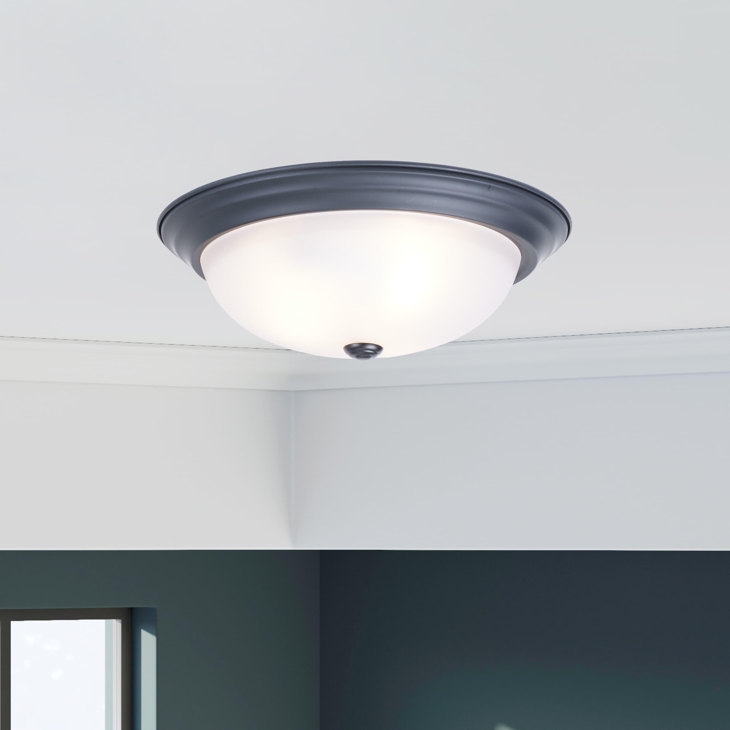 1257M-ORB-W-Designers Fountain-13 Inch 2 Light Flush Mount-Oil Rubbed Bronze Finish-Etched Glass Color