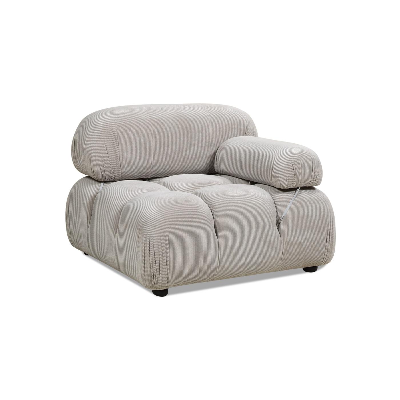 Pebble Gray Corduroy 36" Modular Accent Chair with Wood Frame