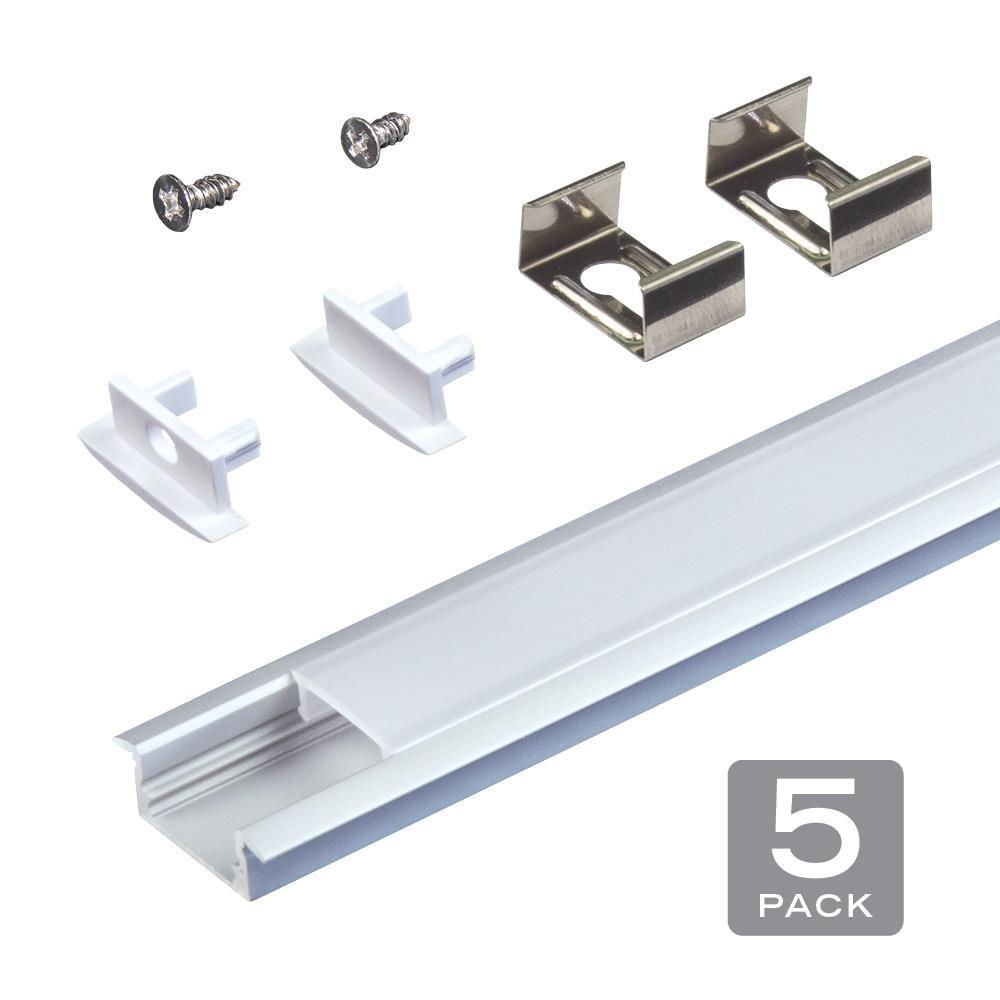 Silver Recess Mount LED Tape Light Channel with Frosted Cover