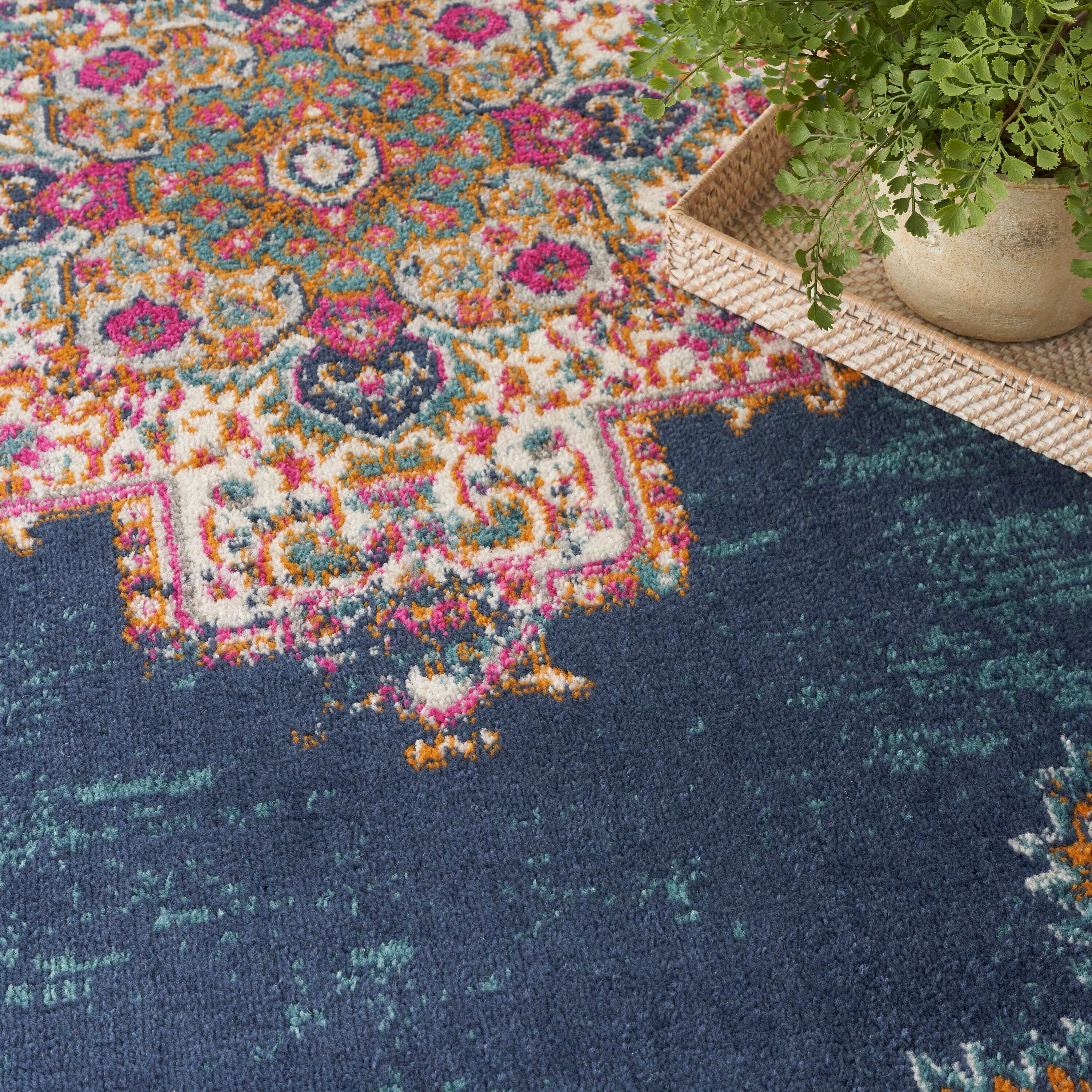 Nourison Passion Medallion Bohemian Indoor Rug Navy 5'3" x 7'3"