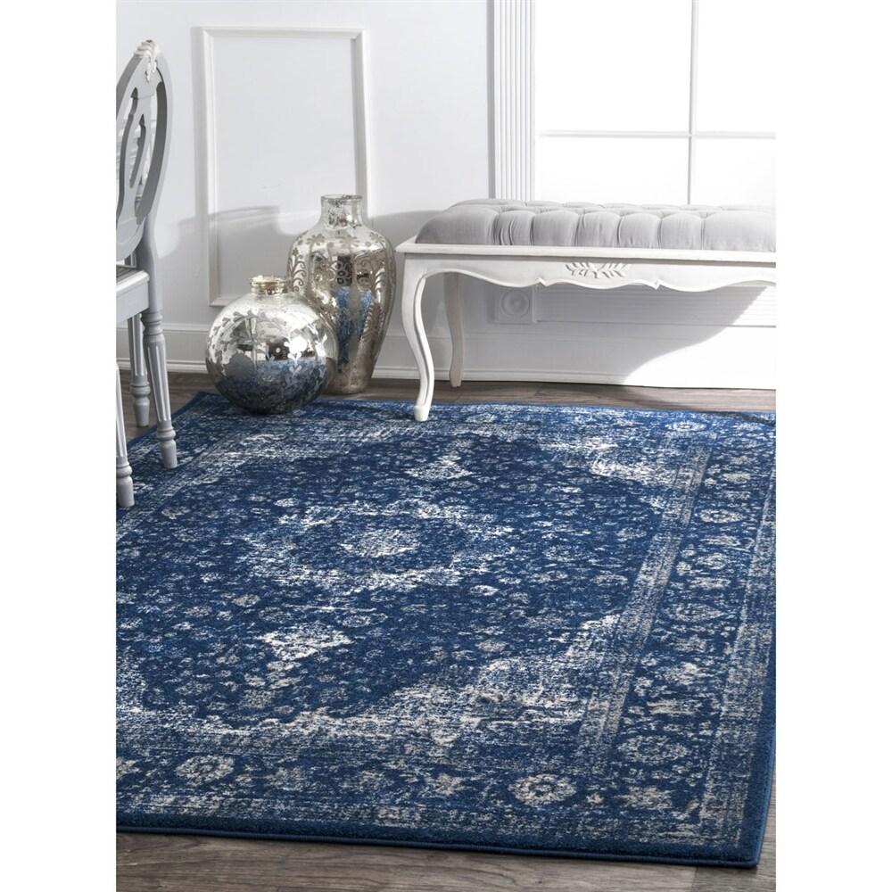 2'7"x8' Verona Vintage Persian Style Runner Rug Blue - nuLOOM: Traditional Indoor Low Pile Stain-Resistant Rug