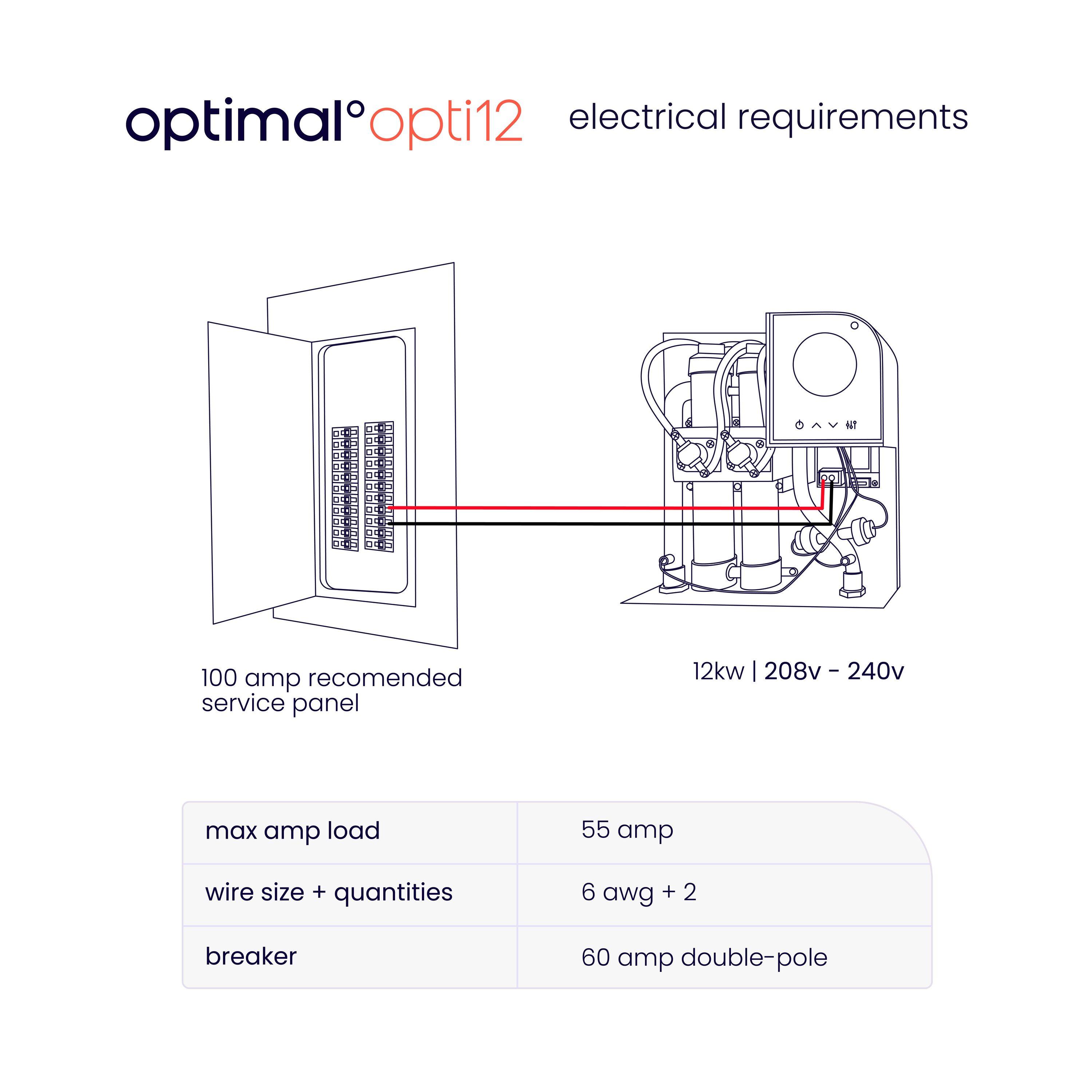 Optimal Calentador de Agua Eléctrico Inteligente sin Tanque de 12kw 2,5 GPM / Opti 12
